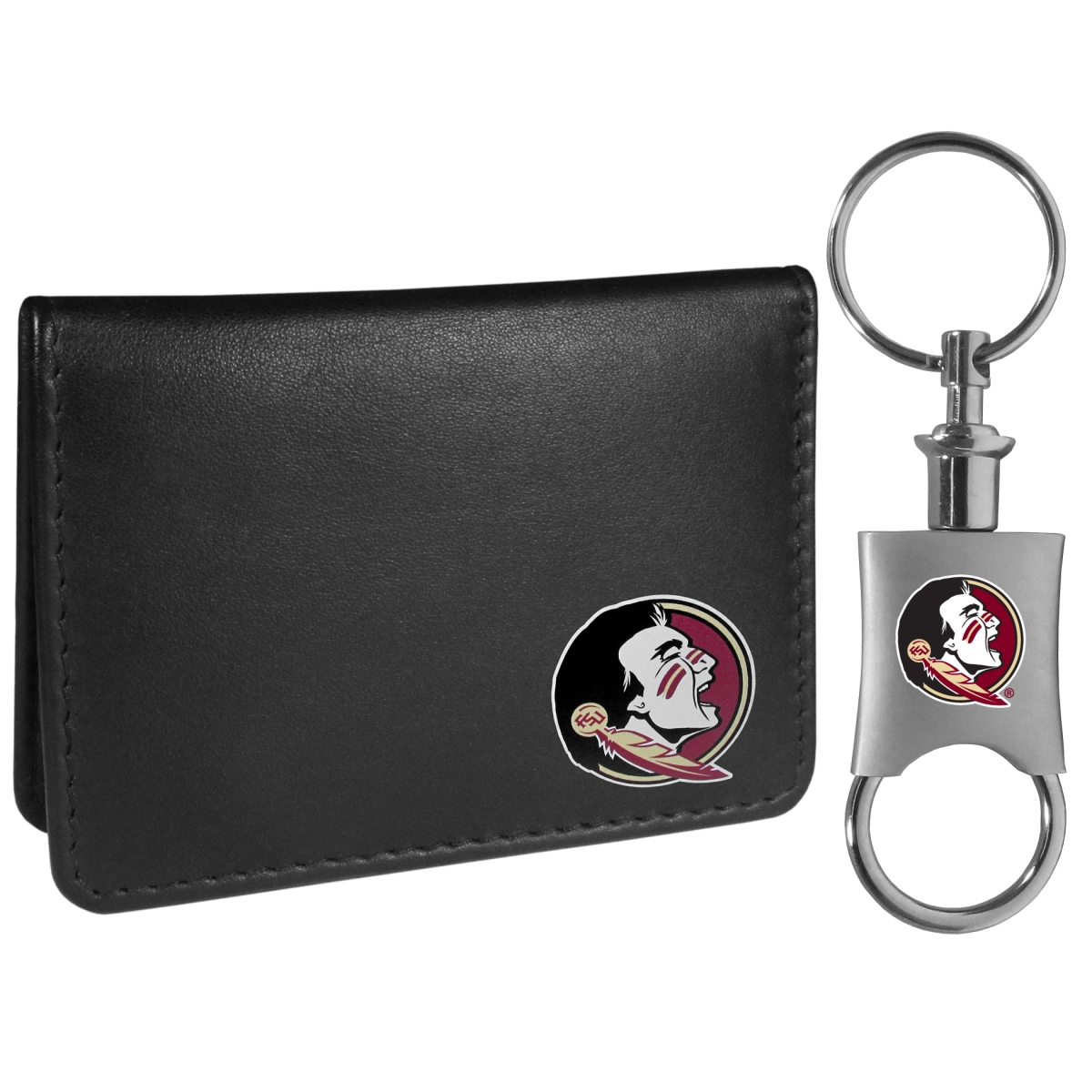 Siskiyou CBIM7KPV Unisex NCAA Florida State Seminoles Weekend Bi-fold Wallet & Valet Key Chain, Black