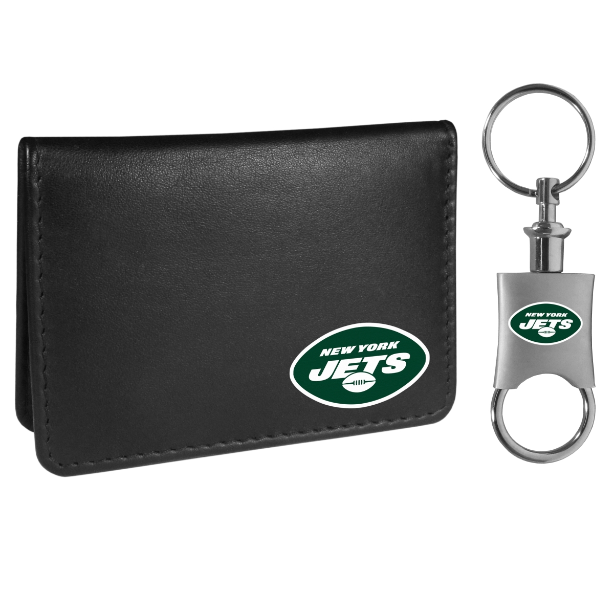 Siskiyou FBIM100KPV Unisex NFL New York Jets Weekend Bi-fold Wallet & Valet Key Chain, Black