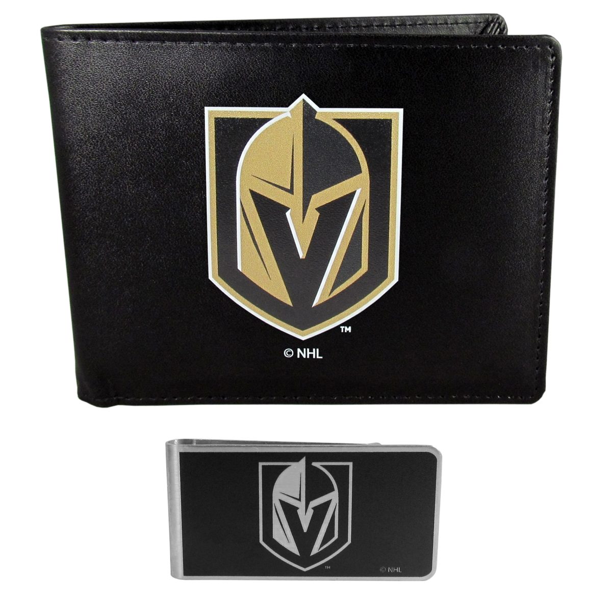 Siskiyou HBIL165BKM Male NHL Vegas Golden Knights Bi-fold Wallet & Money Clip, Black