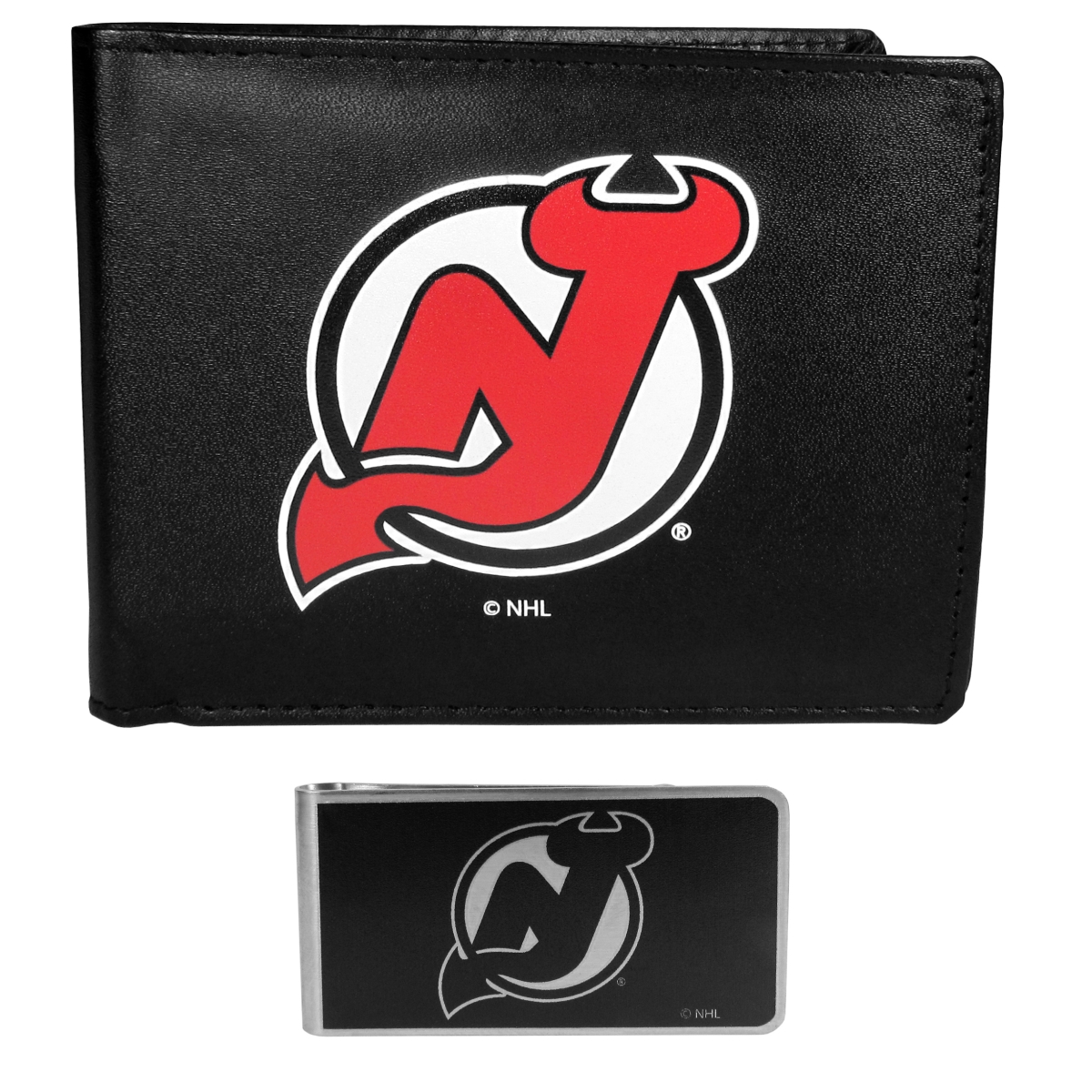 Siskiyou  Male NHL New Jersey Devils Bi-fold Wallet & Money Clip, Black