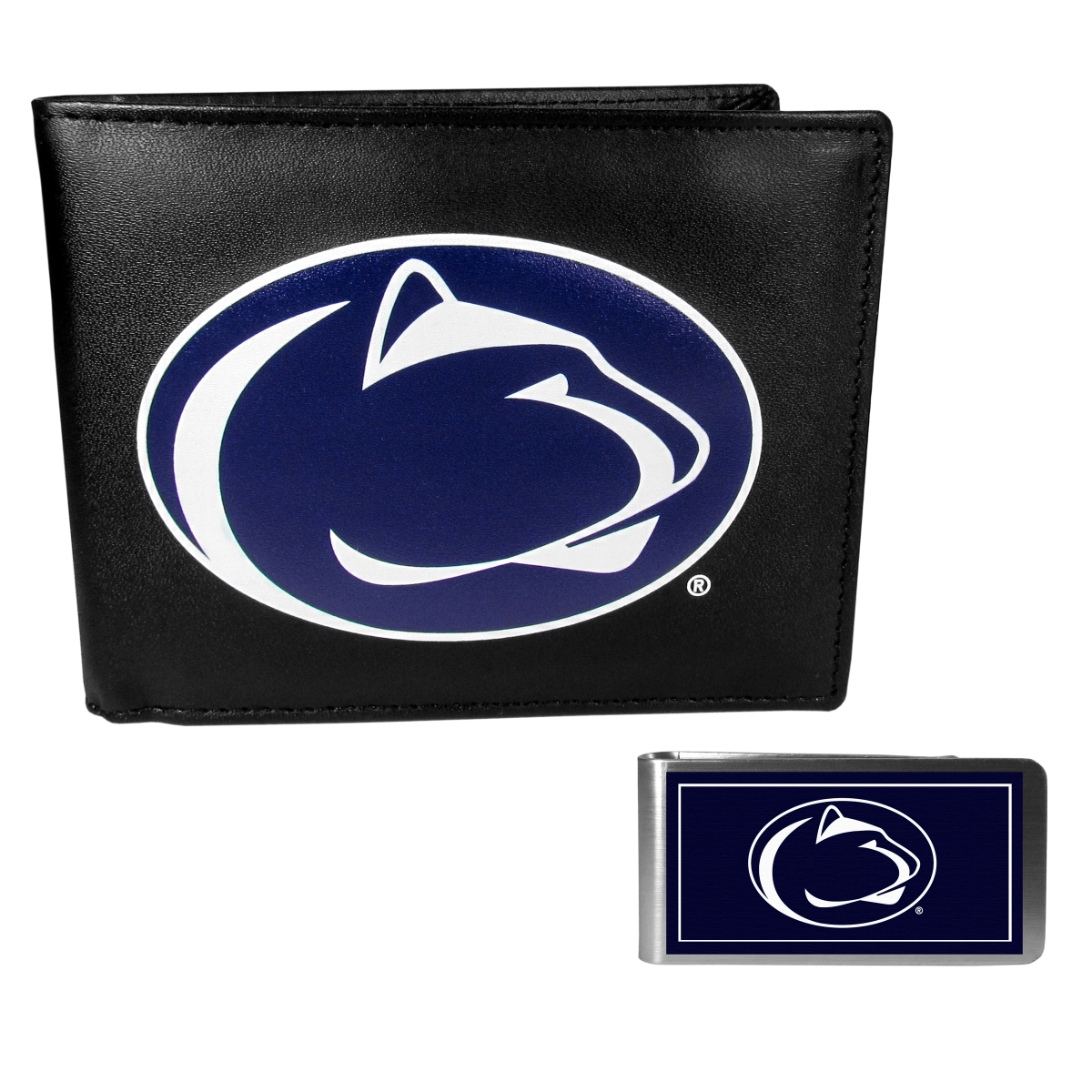 Siskiyou CBIL27LMP Male NCAA Penn State Nittany Lions Bi-fold Wallet & Color Money Clip, Black
