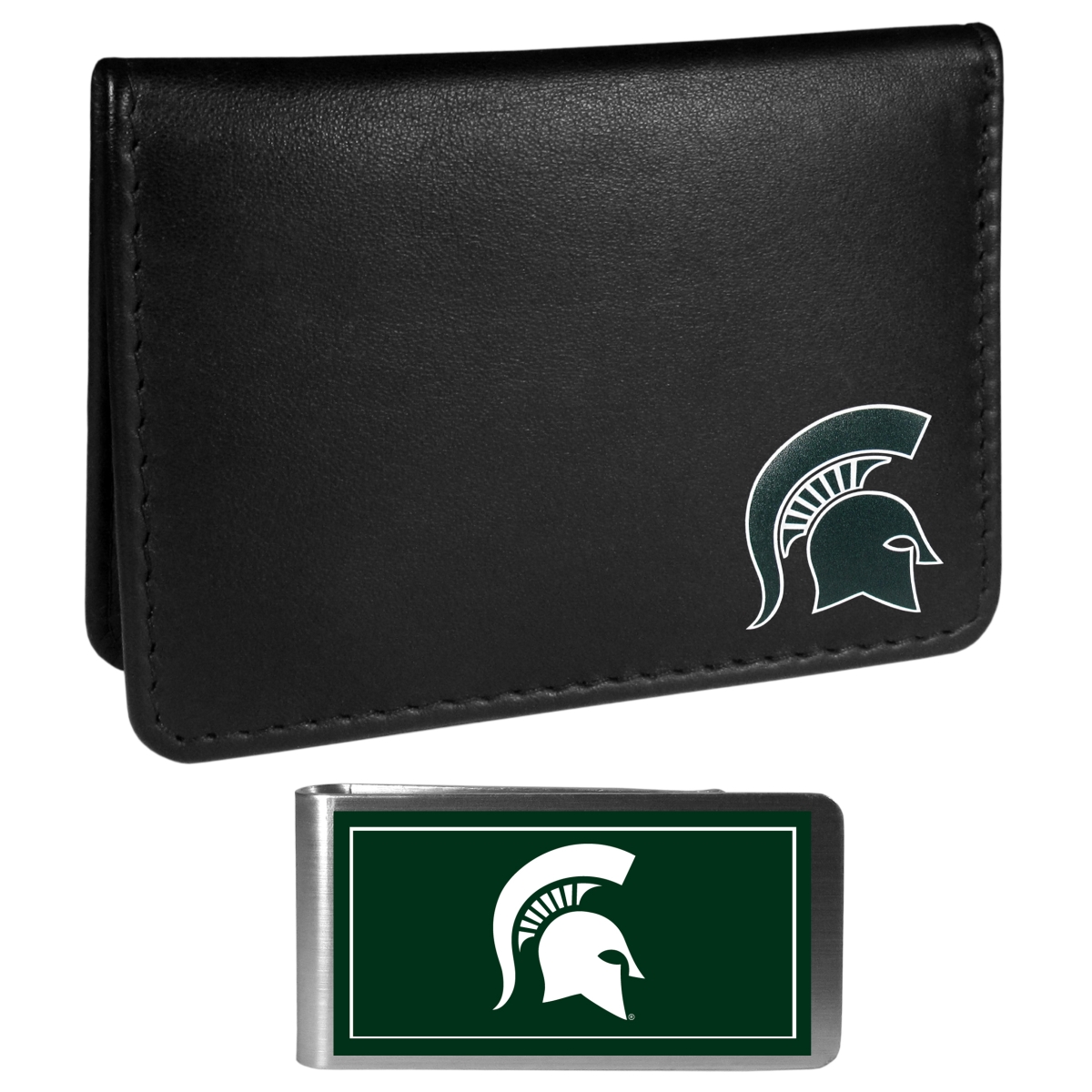 Siskiyou CBIM41LMP Unisex NCAA Michigan State Spartans Weekend Bi-fold Wallet & Color Money Clip, Black