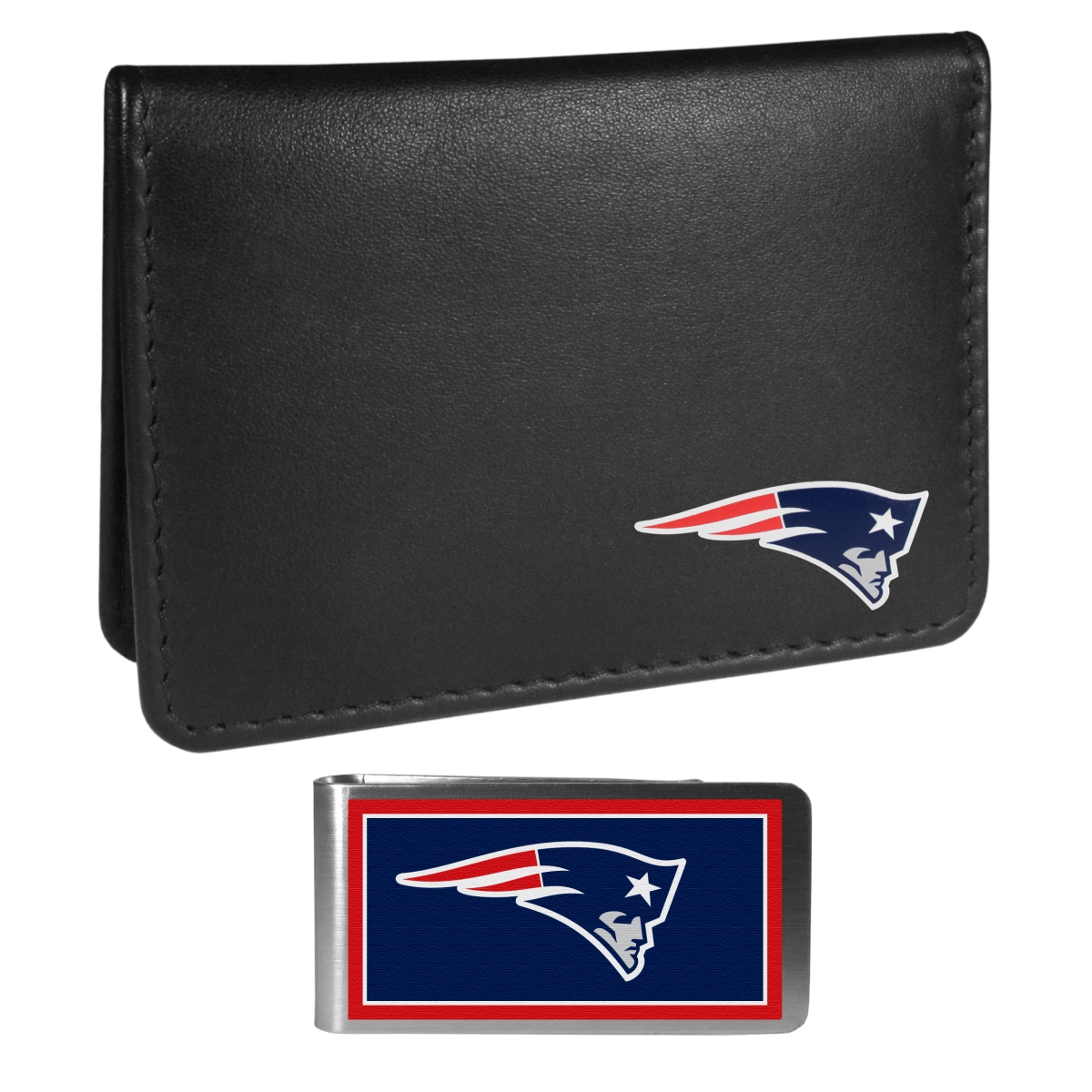 Siskiyou FBIM120LMP Unisex NFL New England Patriots Weekend Bi-fold Wallet & Color Money Clip, Black