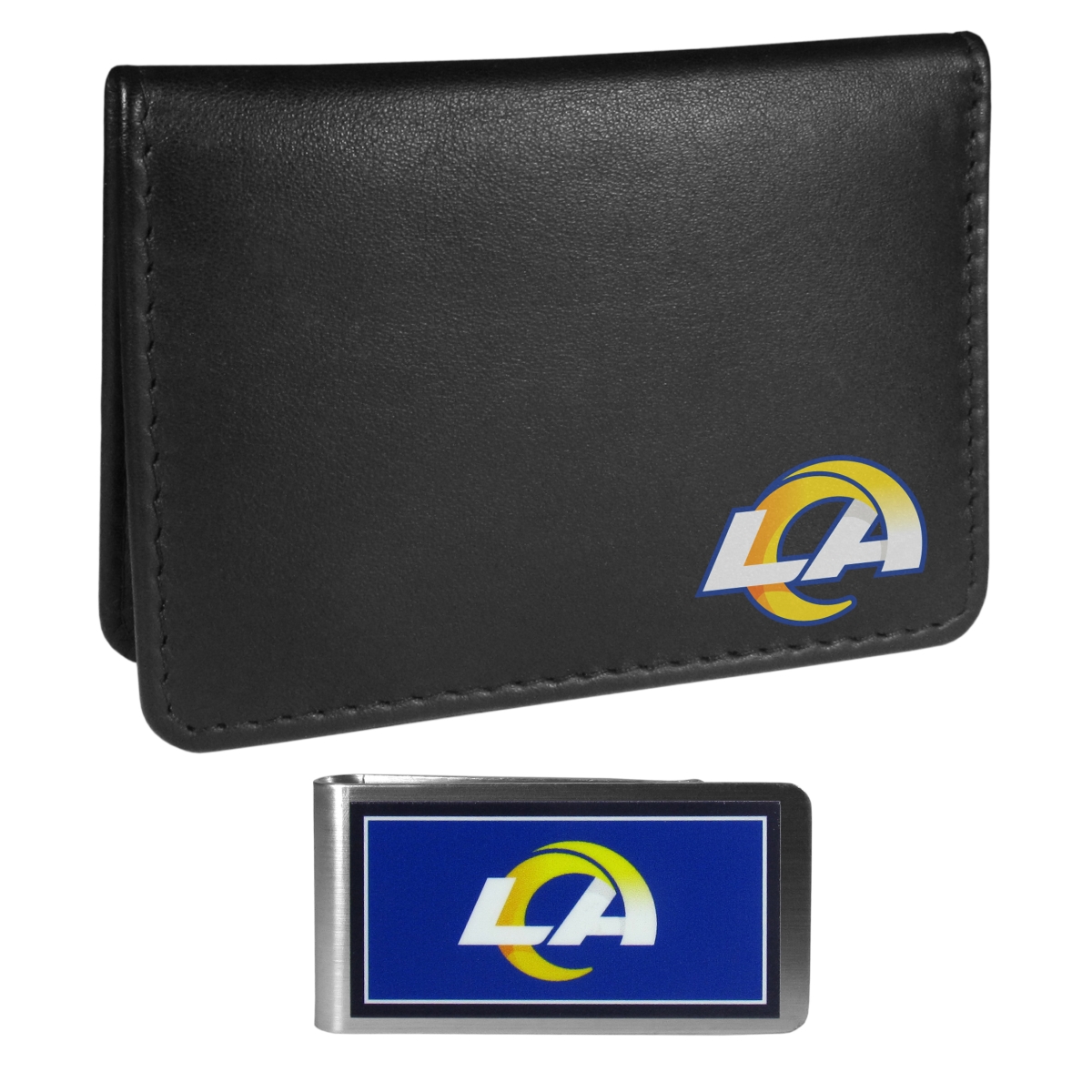 Siskiyou FBIM130LMP Unisex NFL Los Angeles Rams Weekend Bi-fold Wallet & Color Money Clip, Black