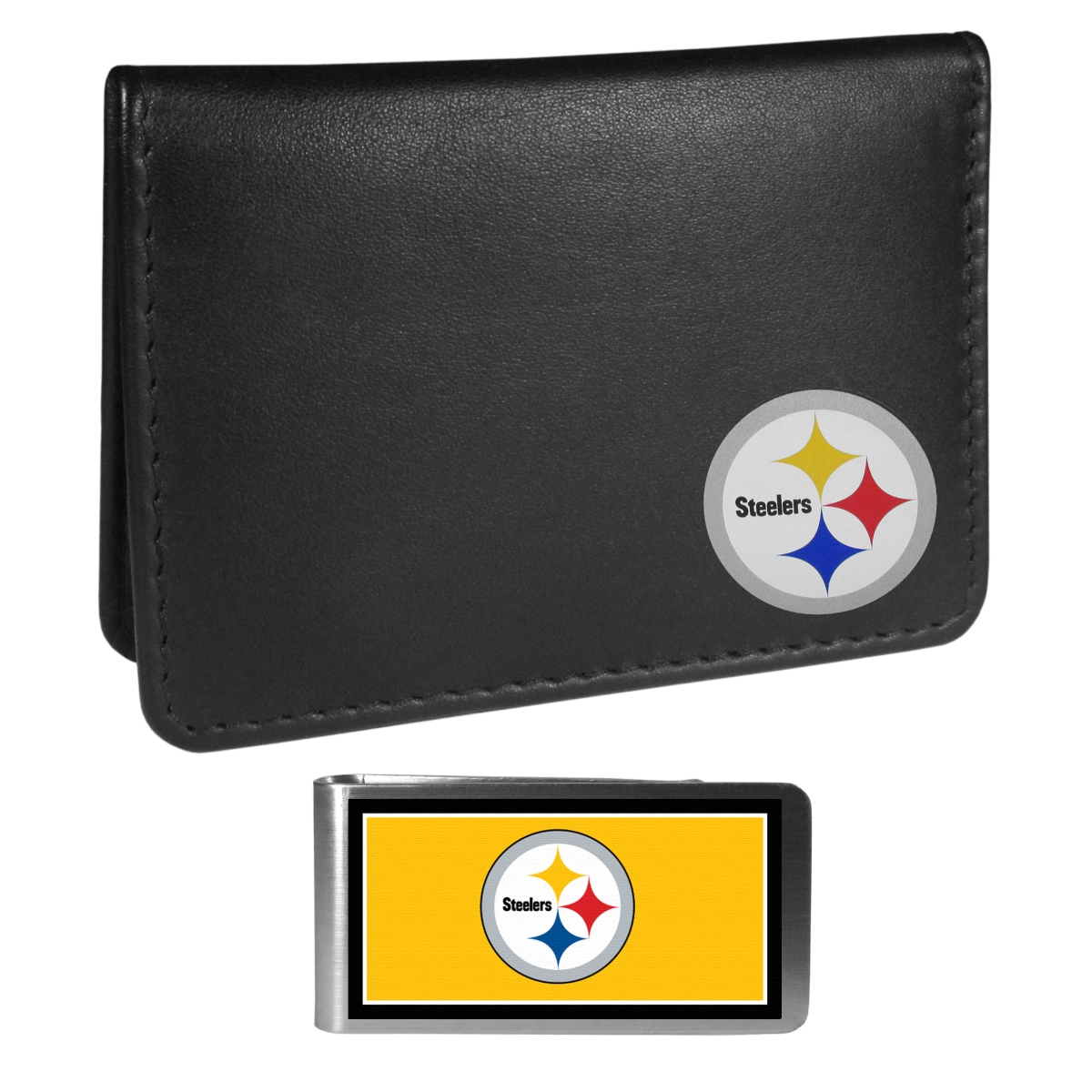 NFL Siskiyou Sports Fan Shop Pittsburgh Steelers Leather Checkbook Cover  One Size Black