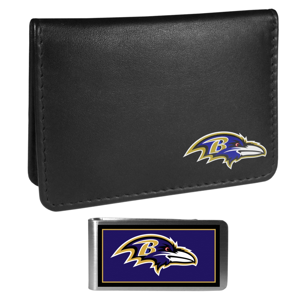 Siskiyou FBIM180LMP Unisex NFL Baltimore Ravens Weekend Bi-fold Wallet & Color Money Clip, Black