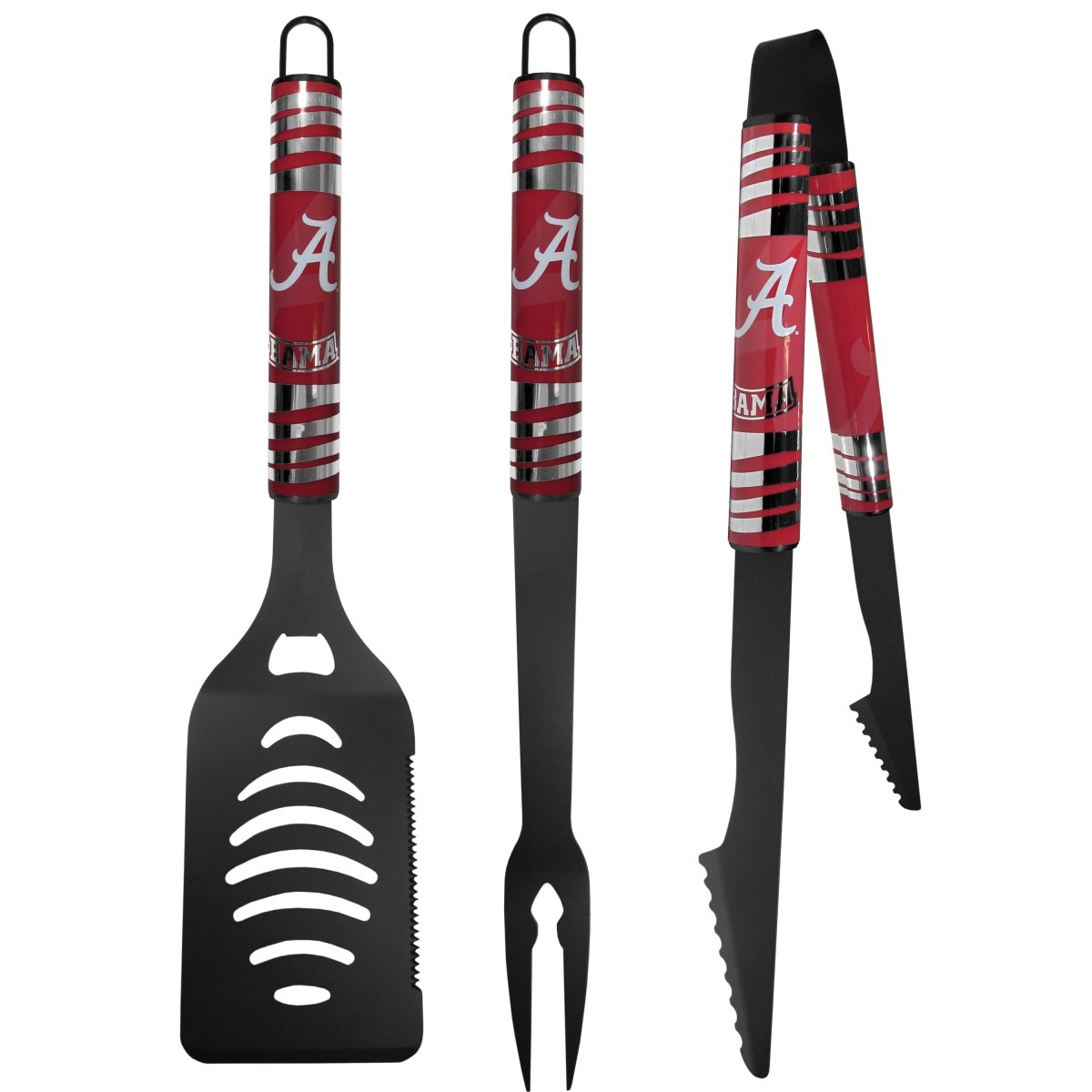 Siskiyou C3BC13 NCAA University of Alabama Crimson Tide 3 Piece Black Tailgater BBQ Set -  SiskiyouSports