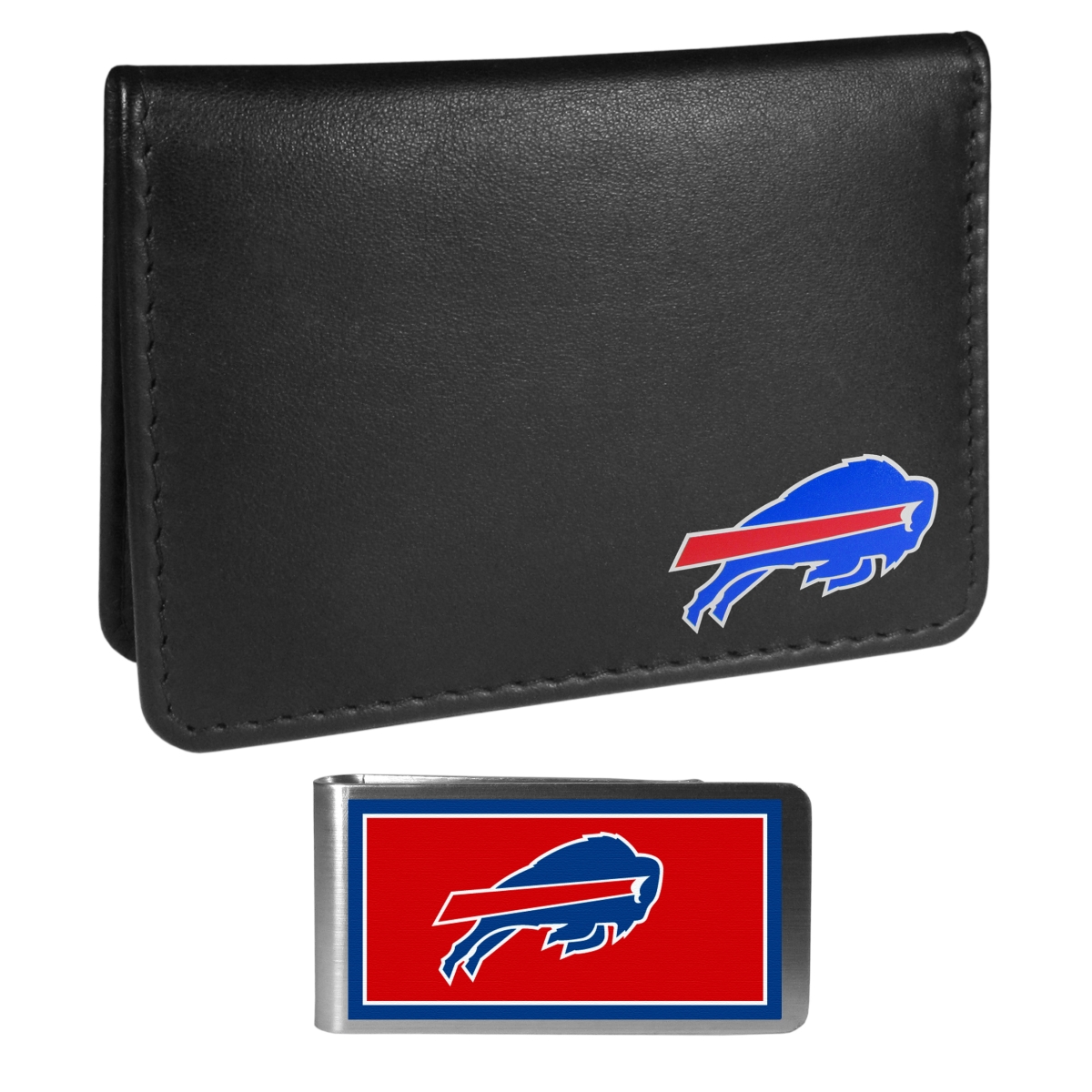 Siskiyou FBIM015LMP Unisex NFL Buffalo Bills Weekend Bi-fold Wallet & Color Money Clip, Black