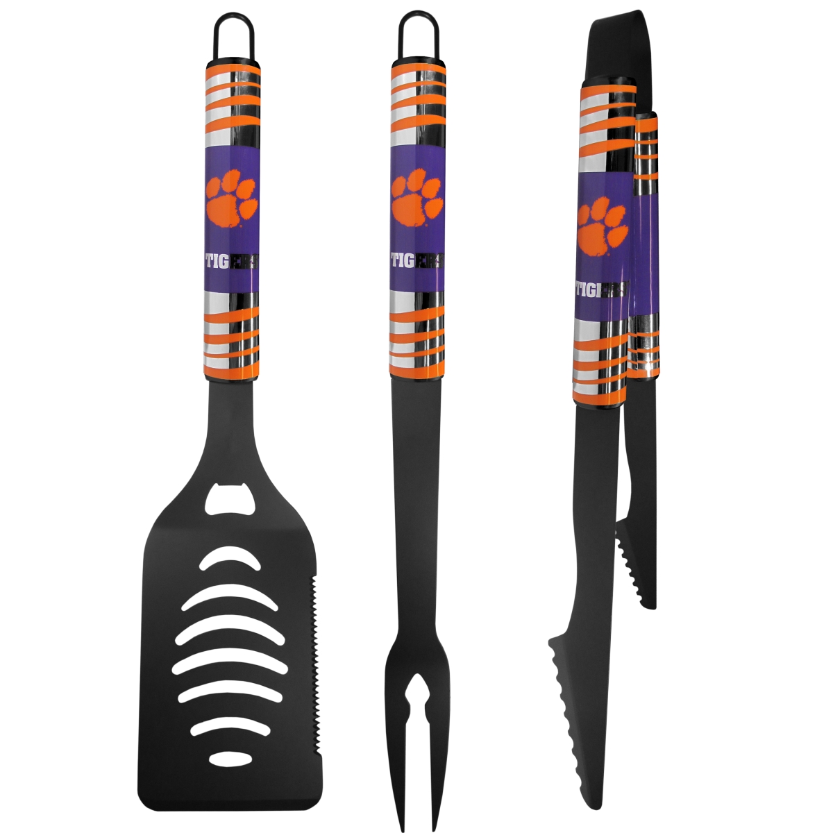 Siskiyou C3BC69 NCAA Clemson Tigers 3 Piece Black Tailgater BBQ Set