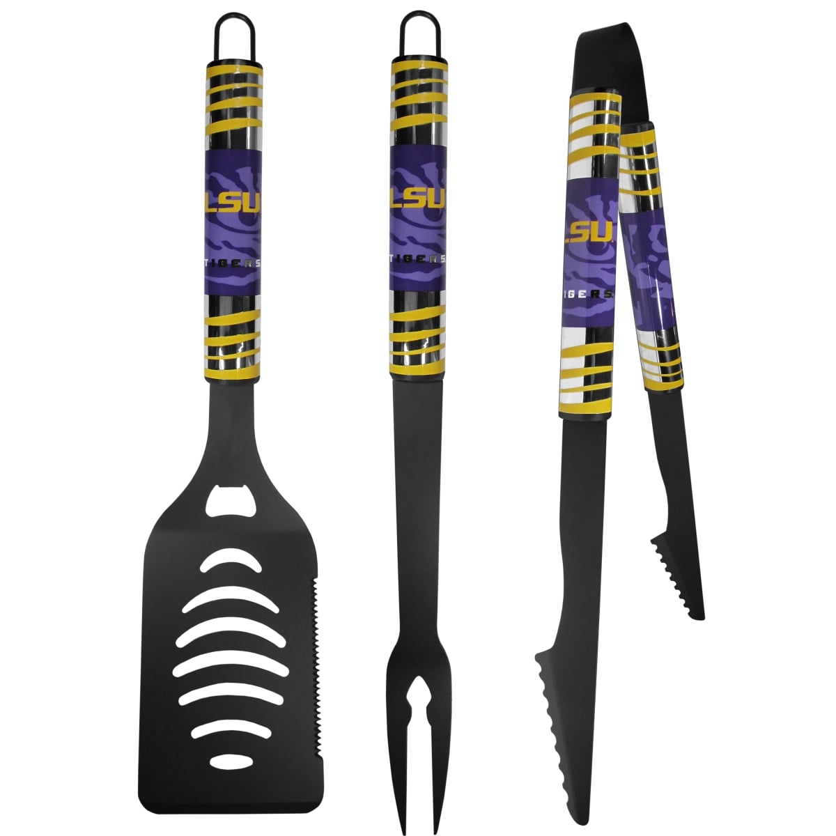 Siskiyou C3BC43 NCAA LSU Tigers 3 Piece Black Tailgater BBQ Set