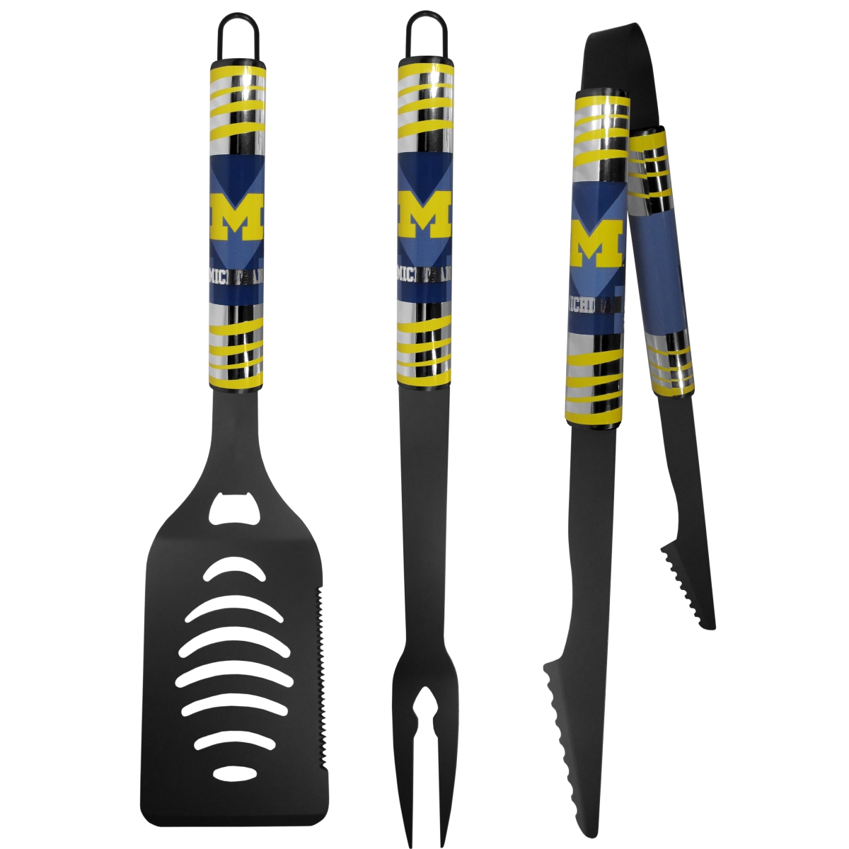 Siskiyou C3BC36 NCAA University of Michigan Wolverines 3 Piece Black Tailgater BBQ Set