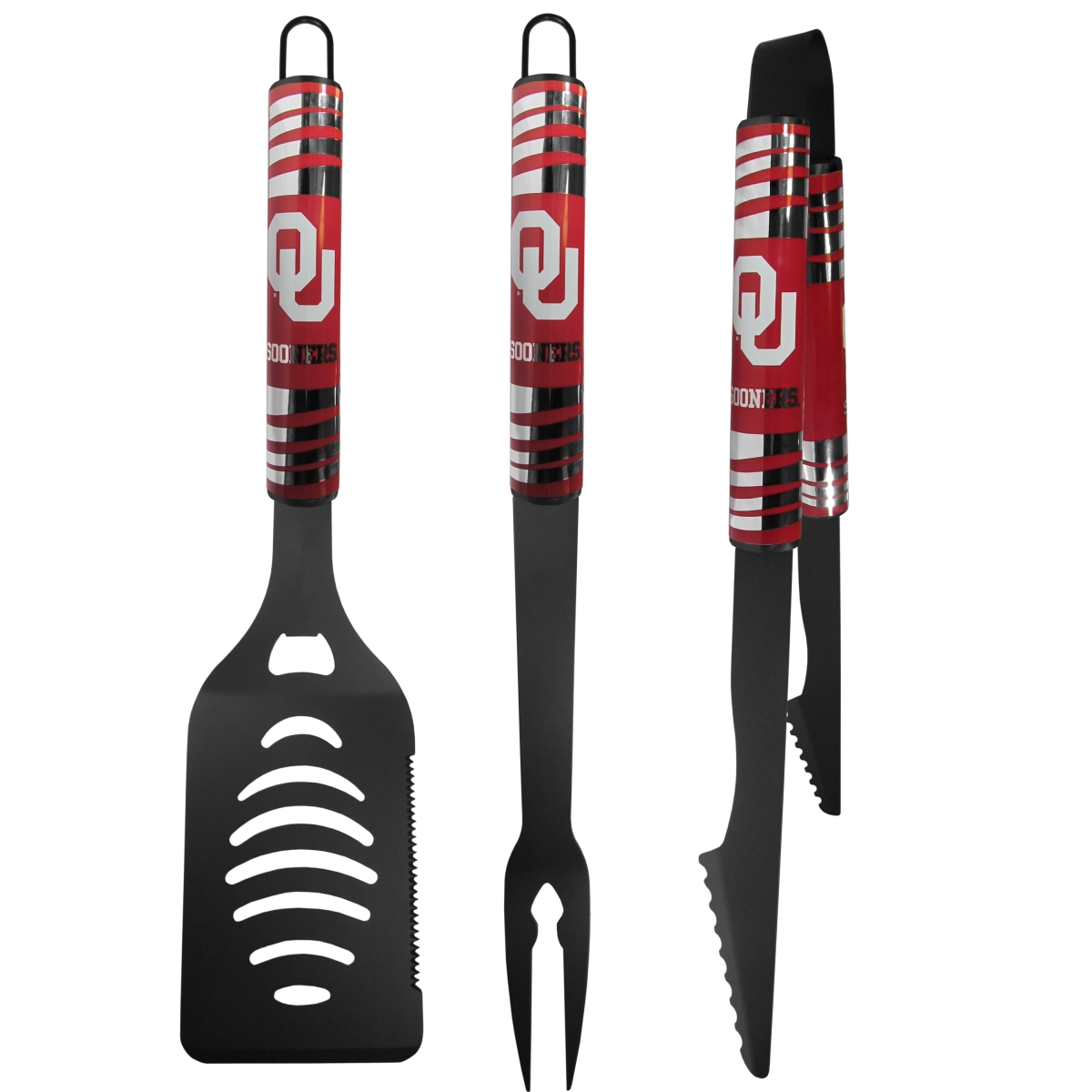 Siskiyou C3BC48 NCAA Oklahoma Sooners 3 Piece Black Tailgater BBQ Set