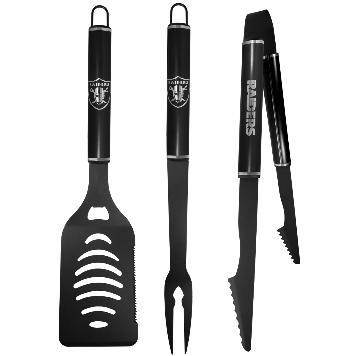 Siskiyou F3BB125 NFL University of Nevada Las Vegas Raiders 3 Piece Steel Monochromatic BBQ Set