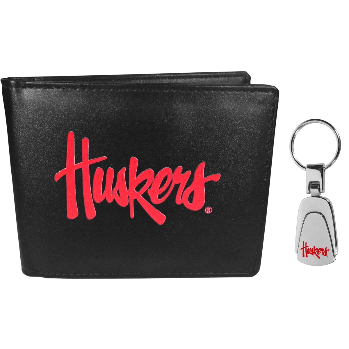 Siskiyou CBIL3KP NCAA Nebraska Cornhuskers Bi-fold Wallet & Steel Key Chain