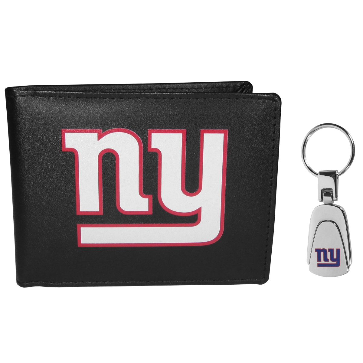 Siskiyou FBIL090KP NFL New York Giants Bi-fold Wallet & Steel Key Chain