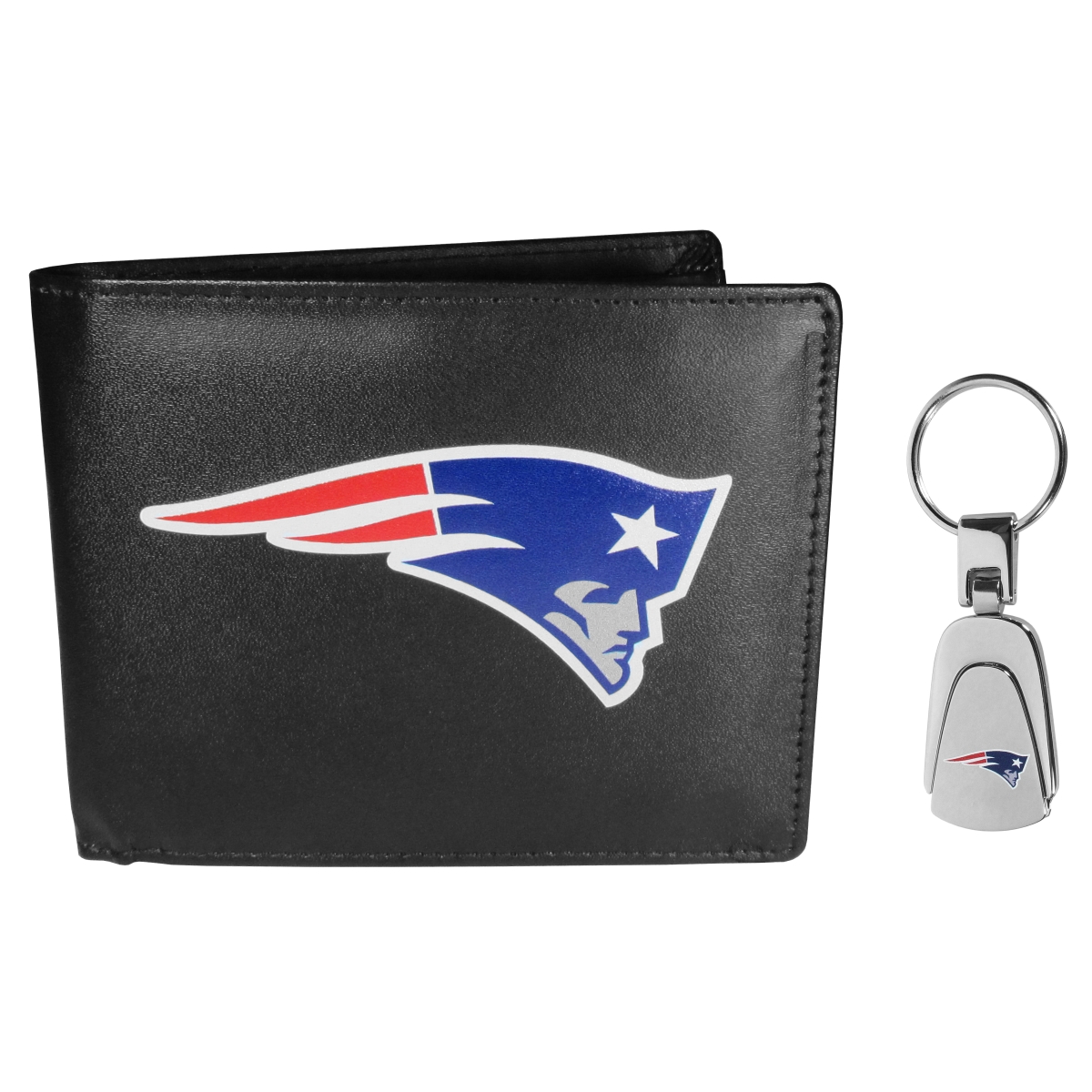 Siskiyou FBIL120KP NFL New England Patriots Bi-fold Wallet & Steel Key Chain