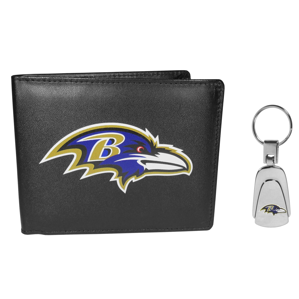 Siskiyou FBIL180KP NFL Baltimore Ravens Bi-fold Wallet & Steel Key Chain