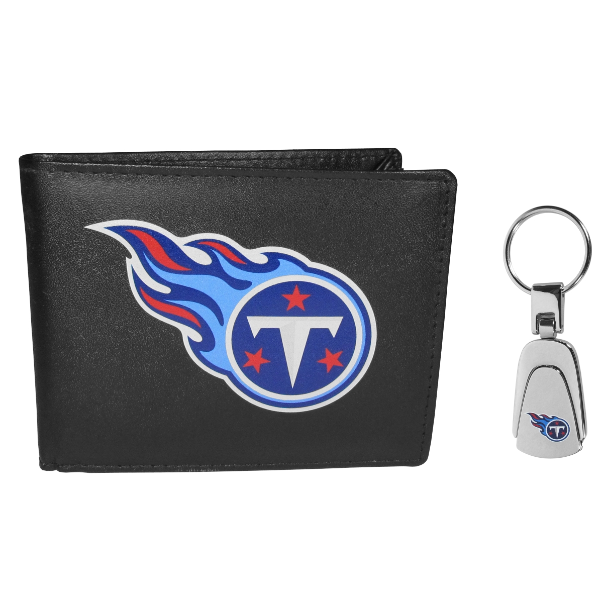 Siskiyou FBIL185KP NFL Tennessee Titans Bi-fold Wallet & Steel Key Chain