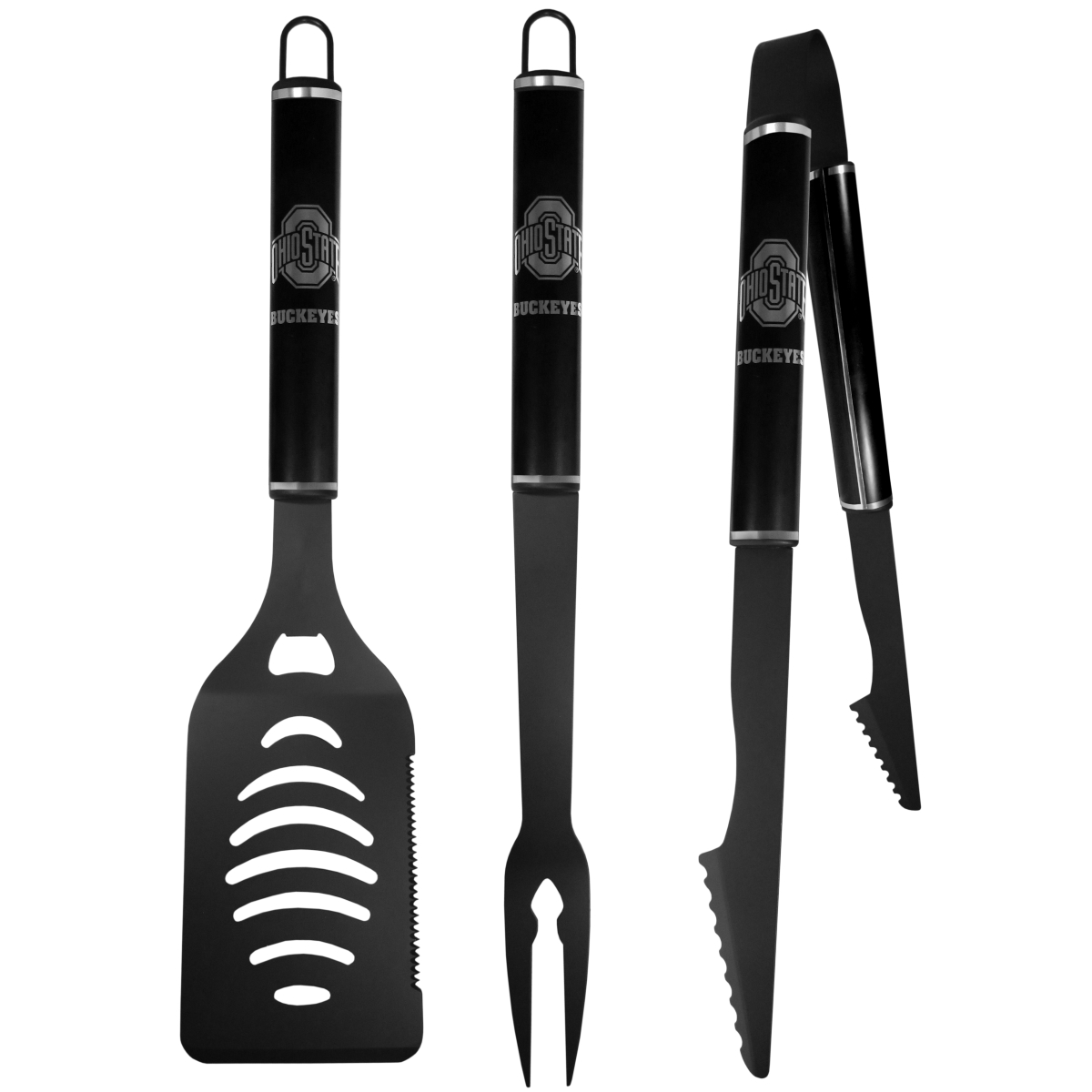 Siskiyou C3BB38 NCAA Ohio State Buckeyes University 3 Piece Steel Monochromatic BBQ Set