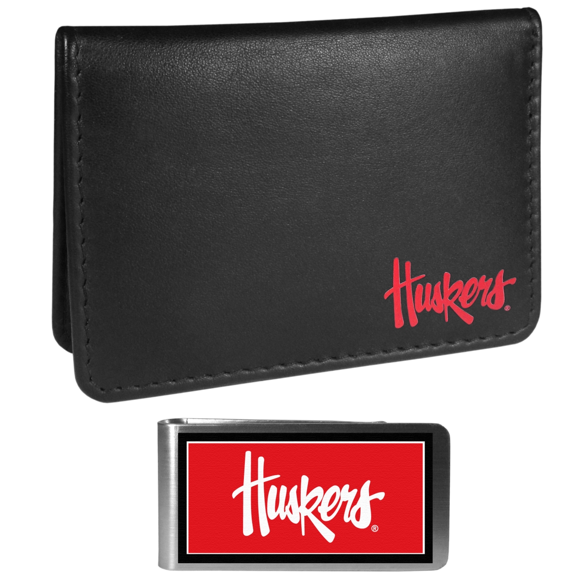Siskiyou CBIM3LMP Unisex NCAA Nebraska Cornhuskers Weekend Bi-fold Wallet & Color Money Clip, Black