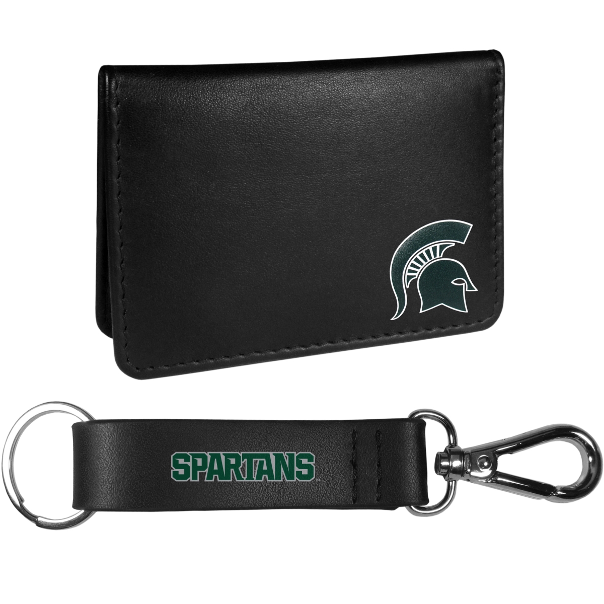 Siskiyou CBIM41KCS Unisex NCAA Michigan State Spartans Weekend Bi-fold Wallet & Strap Key Chain, Black