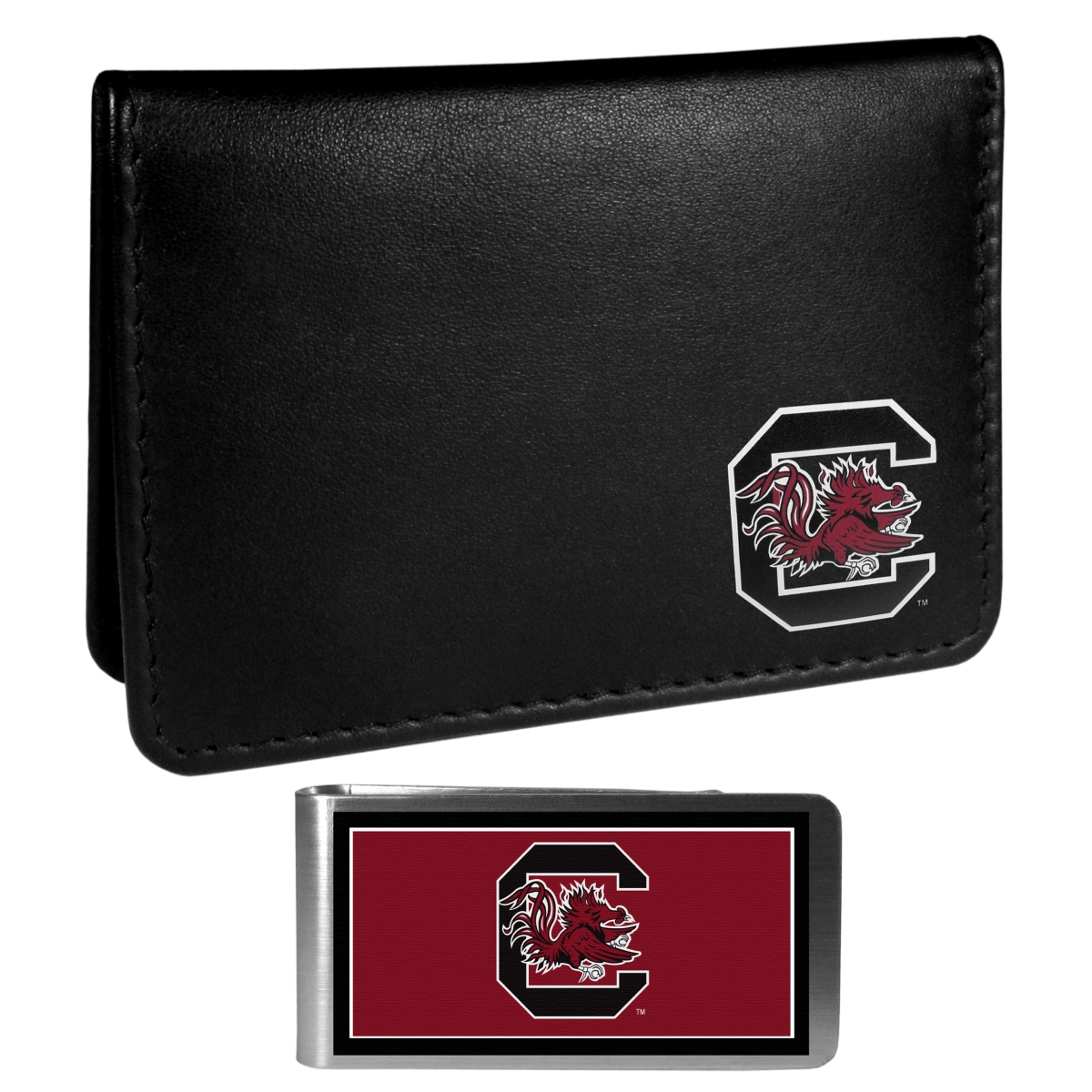 Siskiyou CBIM63LMP Unisex NCAA South Carolina Gamecocks Weekend Bi-fold Wallet & Color Money Clip, Black