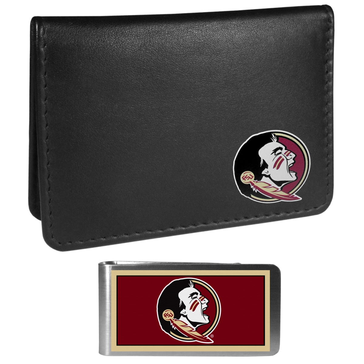 Siskiyou CBIM7LMP Unisex NCAA Florida State Seminoles Weekend Bi-fold Wallet & Color Money Clip, Black