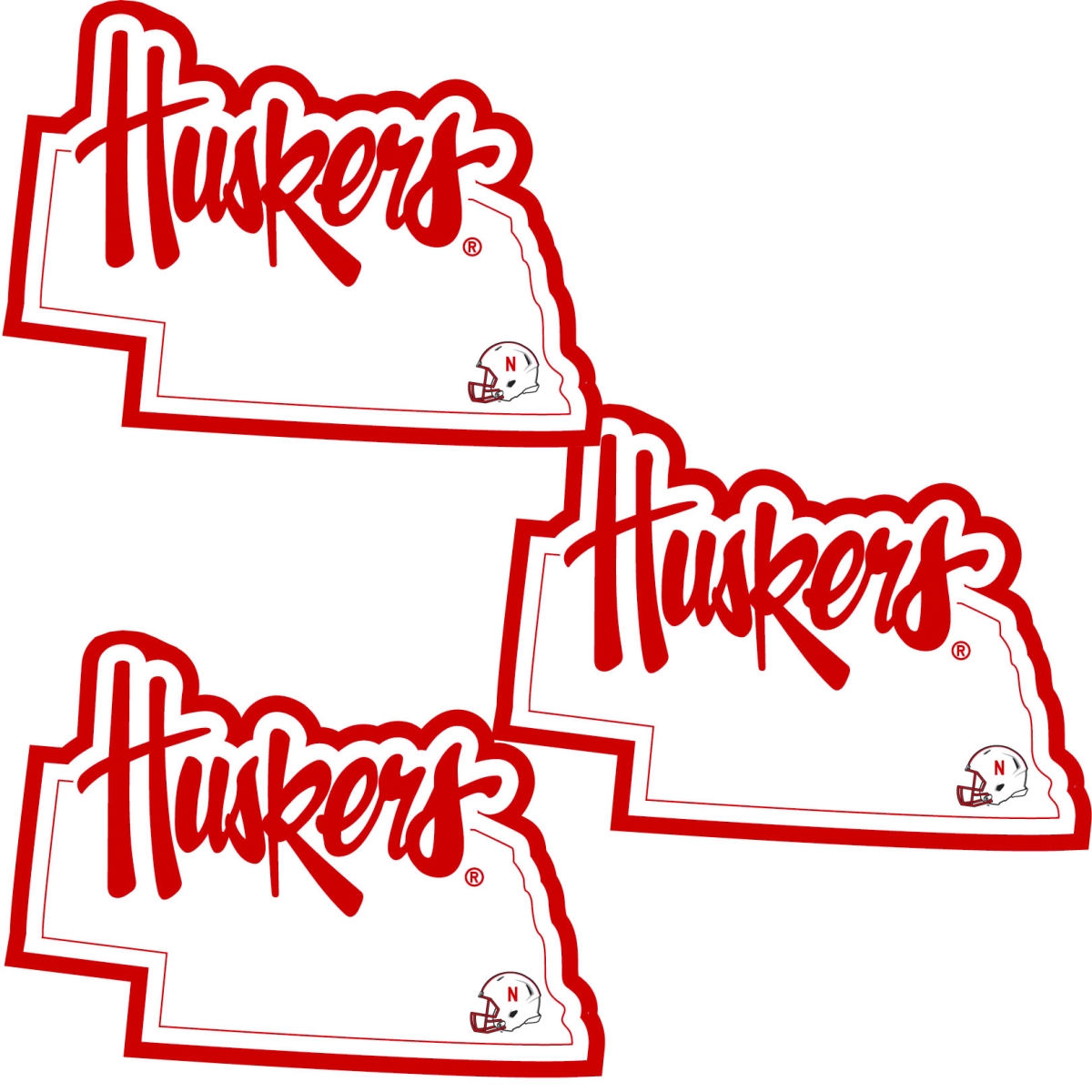 Siskiyou C3HSD3 NCAA Nebraska Cornhuskers Home State Decal - Pack of 3