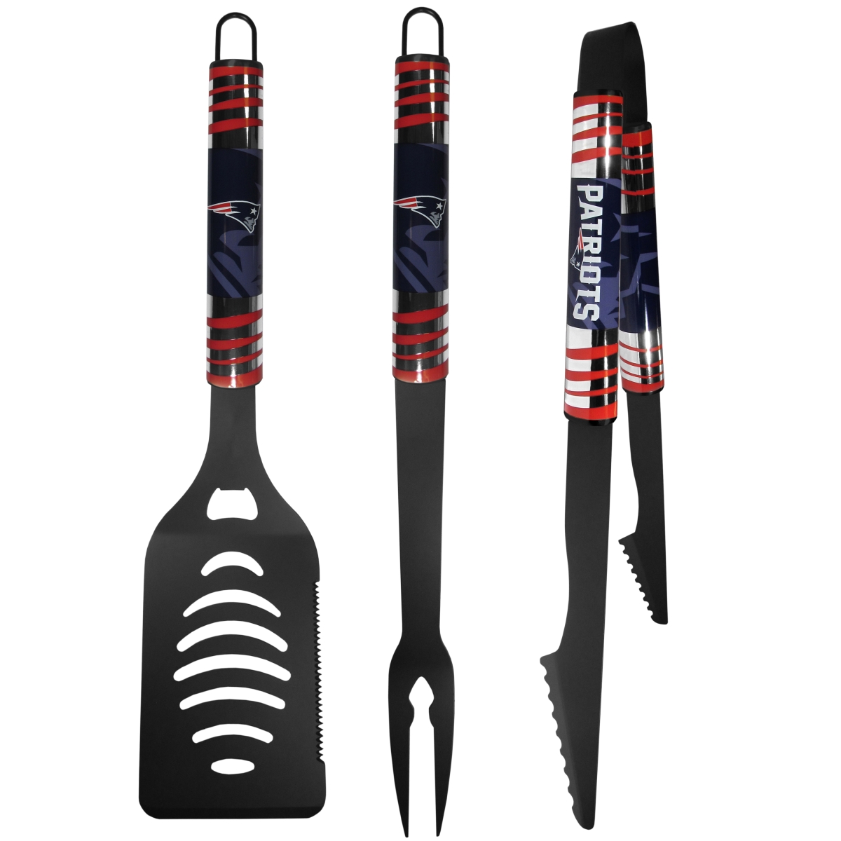 Siskiyou F3BC120 NFL New England Patriots 3 Piece Black Tailgater BBQ Set