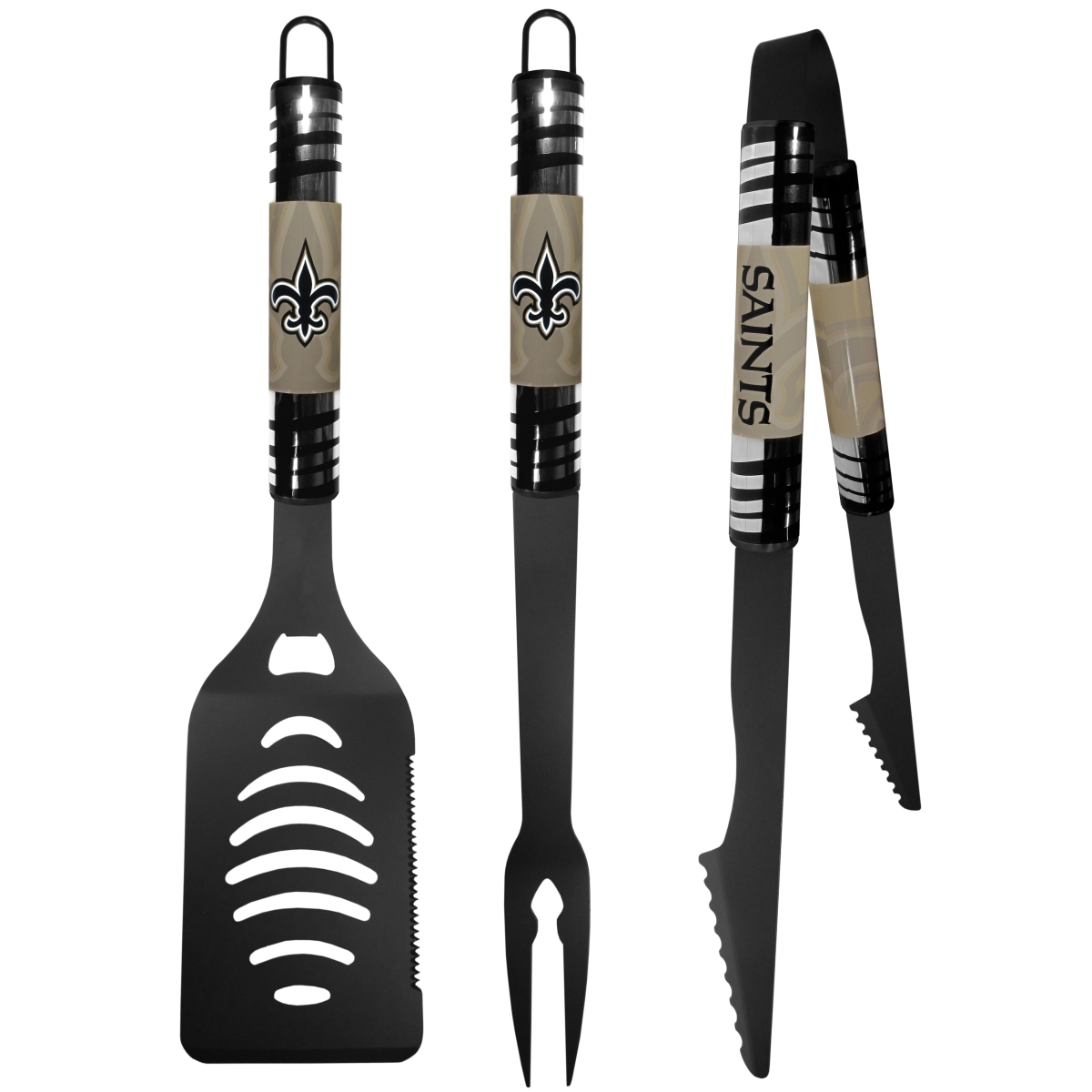 Siskiyou F3BC150 NFL New Orleans Saints 3 Piece Black Tailgater BBQ Set