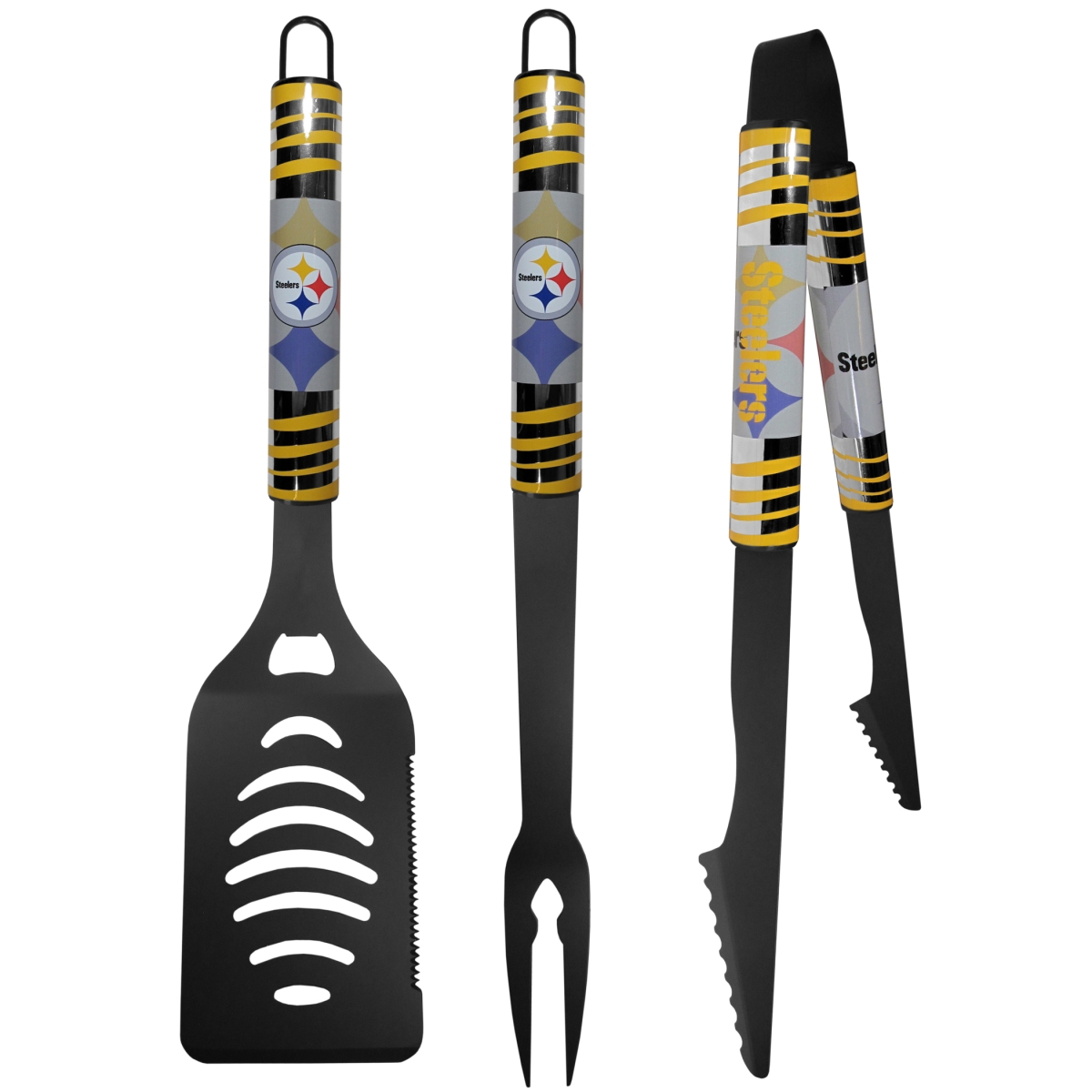 Siskiyou F3BC160 NFL Pittsburgh Steelers 3 Piece Black Tailgater BBQ Set