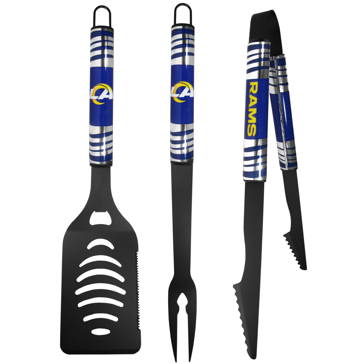 Siskiyou F3BC130 NFL Los Angeles Rams 3 Piece Black Tailgater BBQ Set