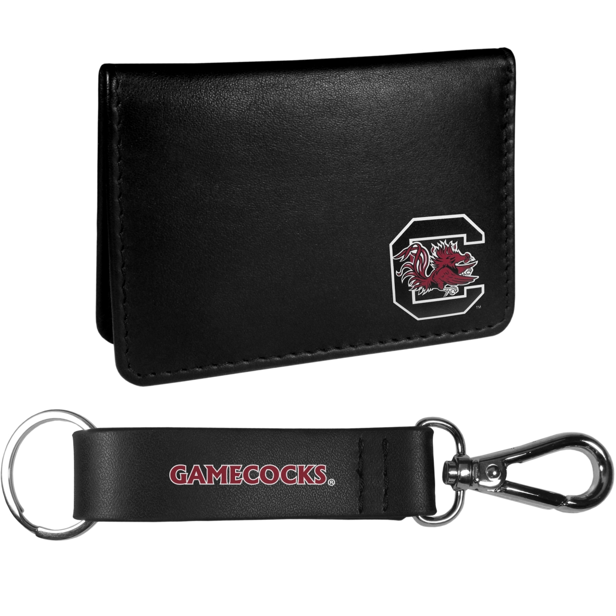 Siskiyou CBIM63KCS Unisex NCAA South Carolina Gamecocks Weekend Bi-fold Wallet & Strap Key Chain, Black