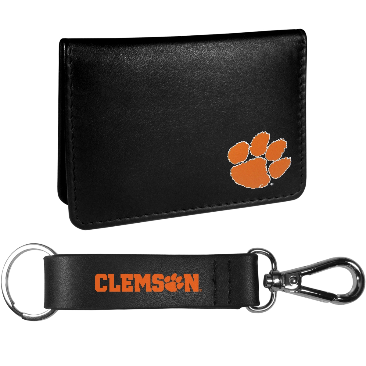 Siskiyou CBIM69KCS Unisex NCAA Clemson Tigers Weekend Bi-fold Wallet & Strap Key Chain, Black