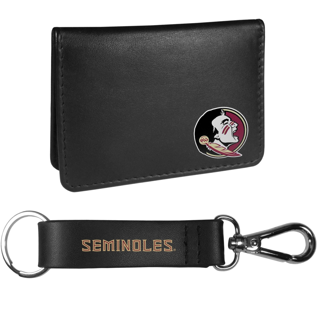 Siskiyou CBIM7KCS Unisex NCAA Florida State Seminoles Weekend Bi-fold Wallet & Strap Key Chain, Black