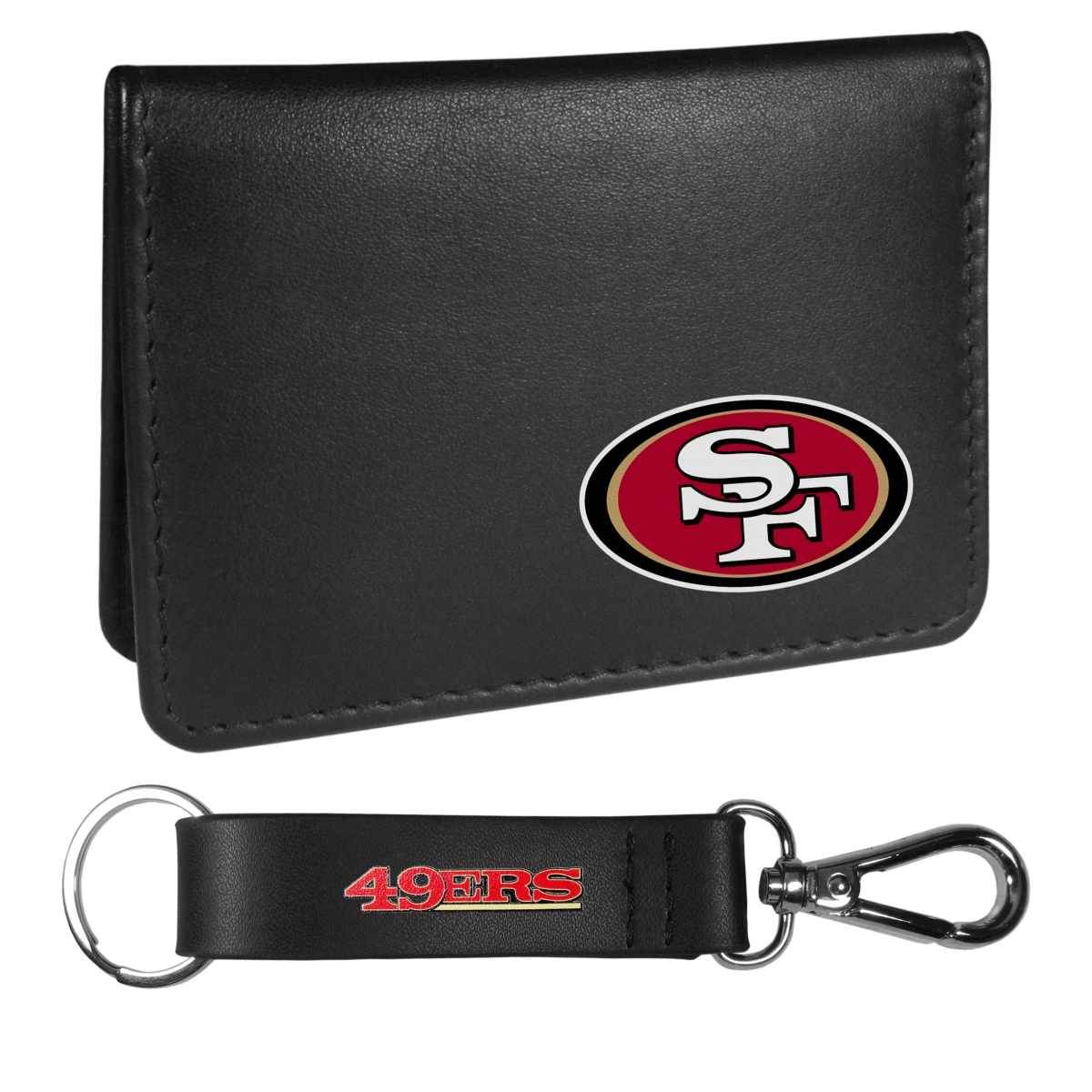 Siskiyou FBIM075KCS Unisex NFL San Francisco 49ers Weekend Bi-fold Wallet & Strap Key Chain, Black