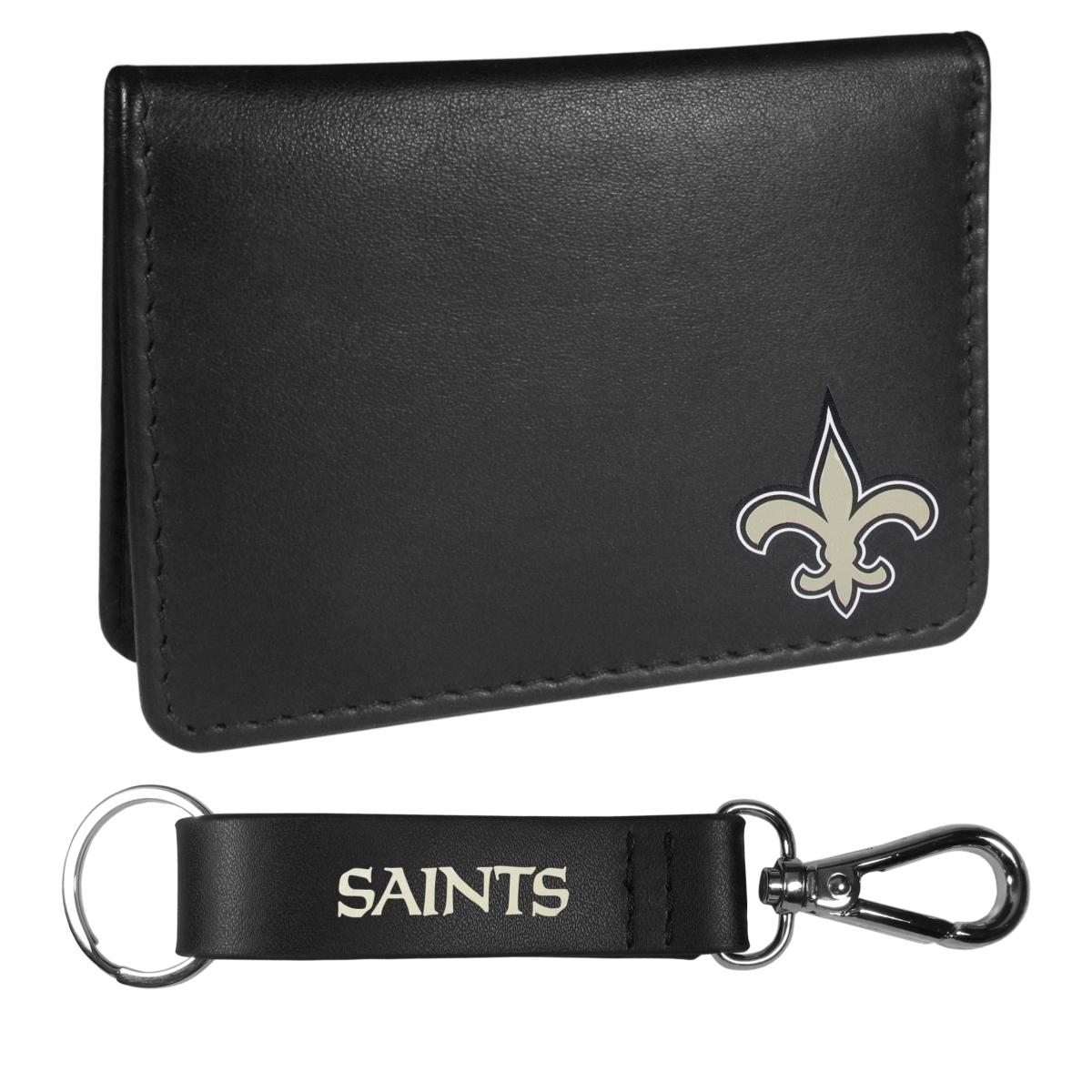 Siskiyou FBIM150KCS Unisex NFL New Orleans Saints Weekend Bi-fold Wallet & Strap Key Chain, Black