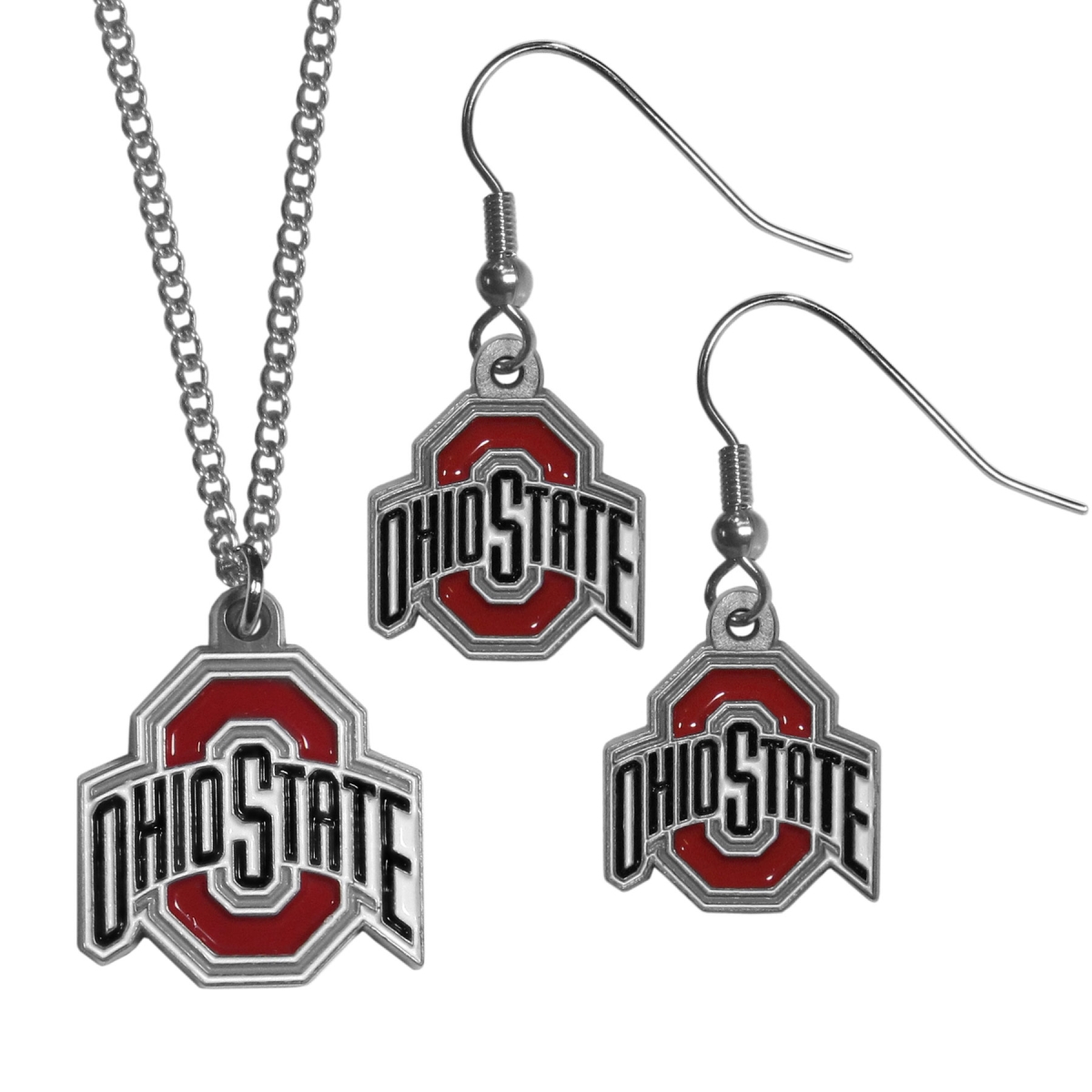Siskiyou CDE38CN NCAA Ohio State Buckeyes Dangle Earrings & Chain Necklace Set
