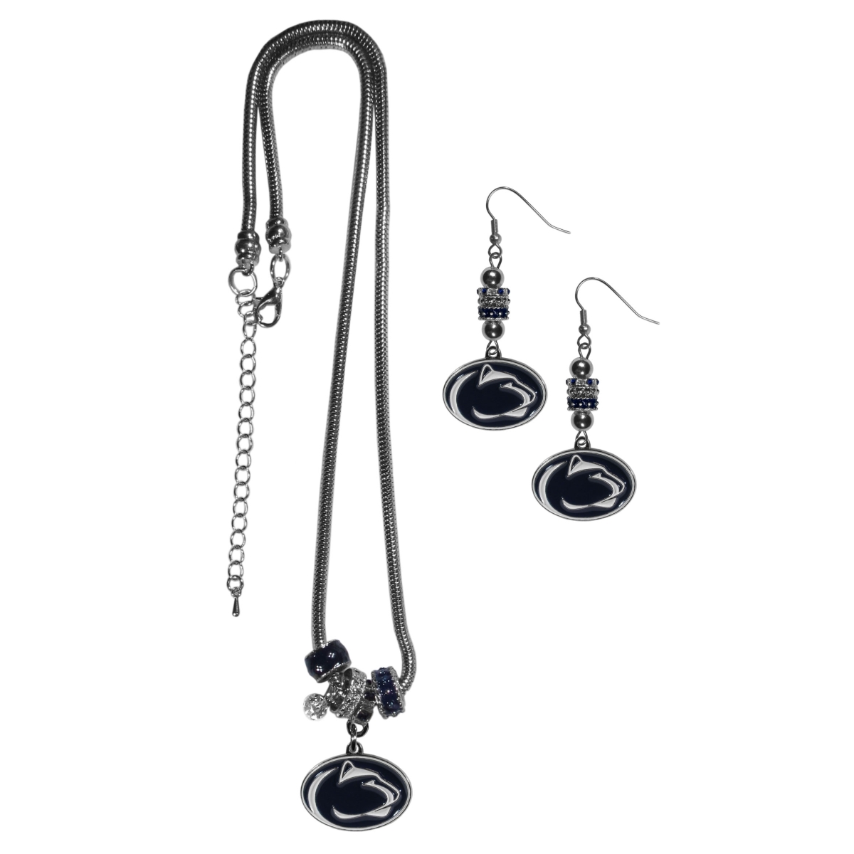 Siskiyou CEBE27BNK NCAA Penn State Nittany Lions Euro Bead Earrings & Necklace Set