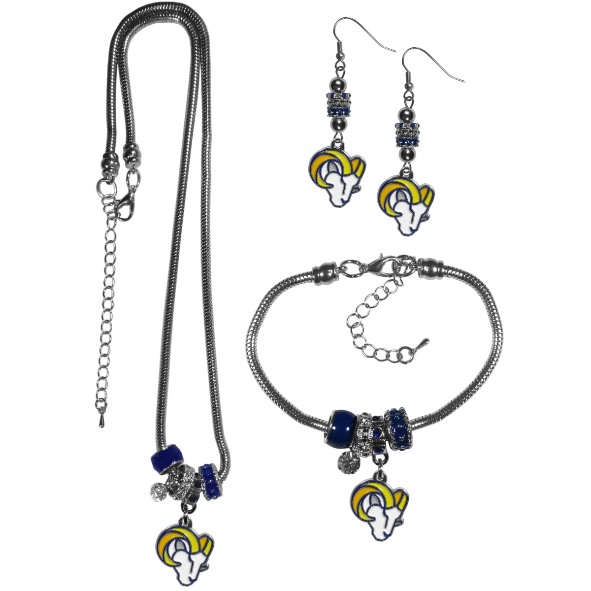 Siskiyou F3EB130 3 Piece Los Angeles Rams Euro Bead Jewelry Set