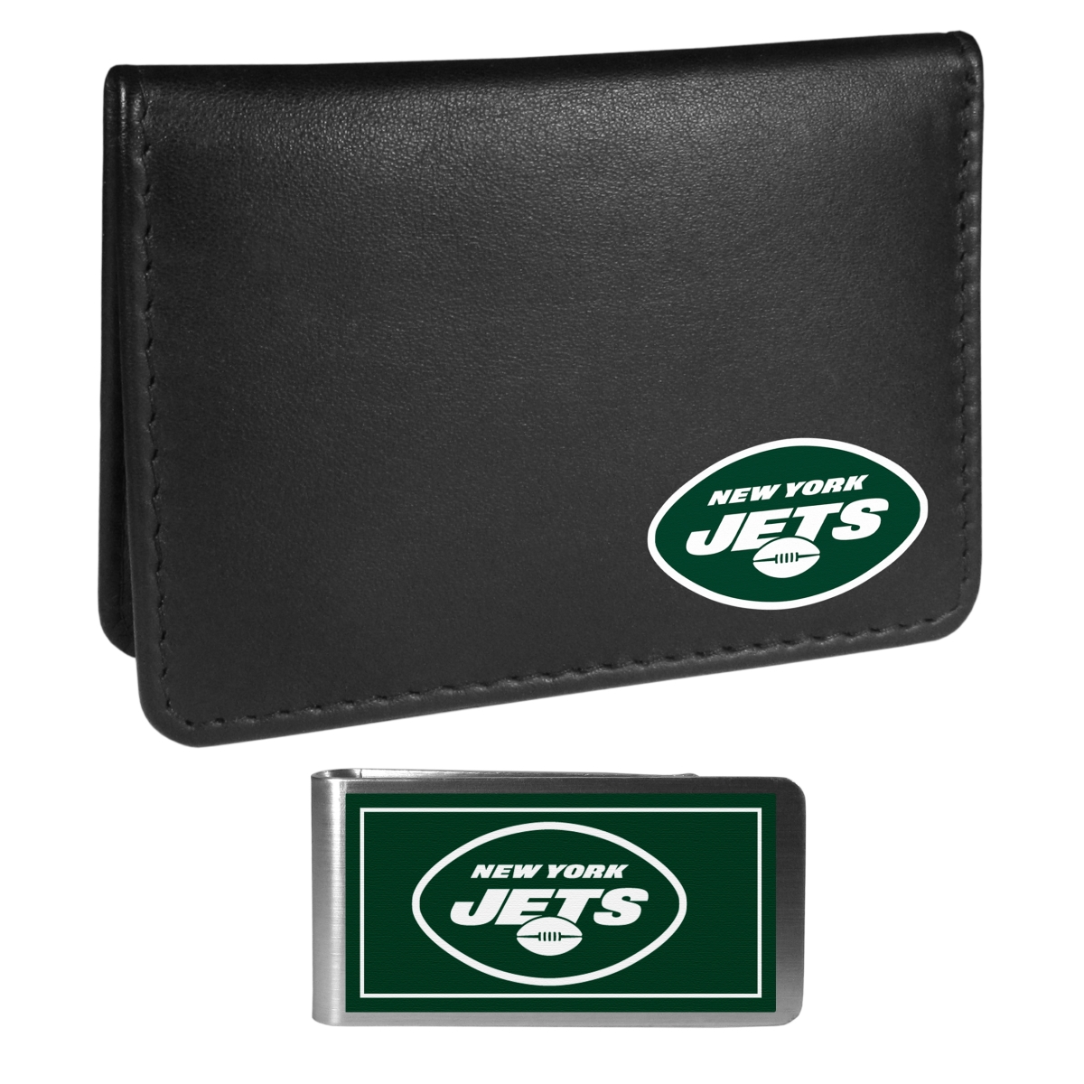 Siskiyou FBIM100LMP Unisex NFL New York Jets Weekend Bi-fold Wallet & Color Money Clip, Black