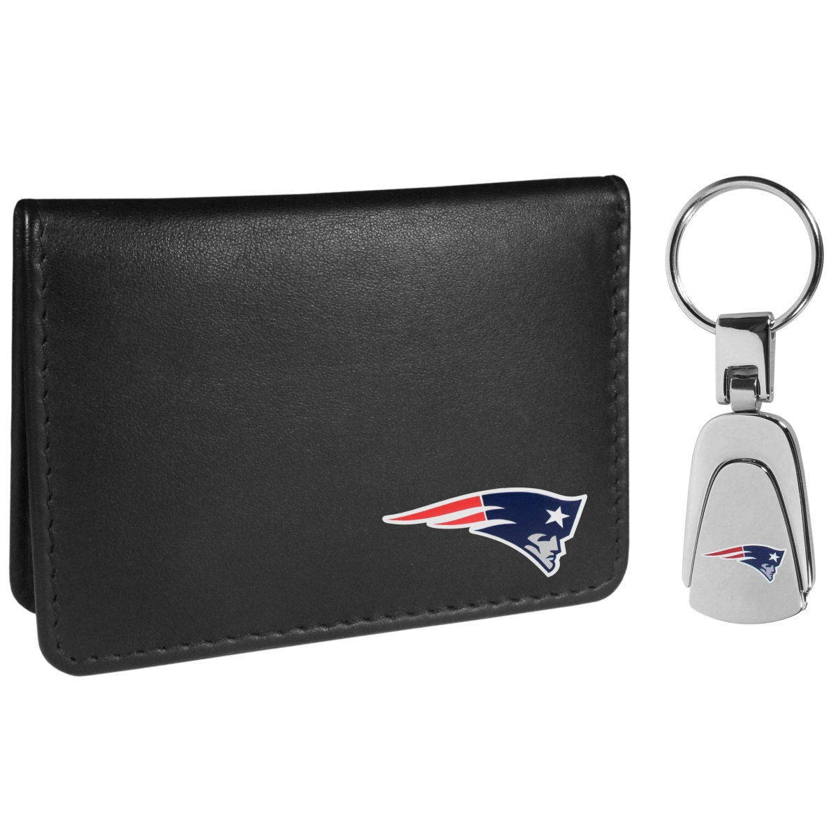 Siskiyou FBIM120KP NFL New England Patriots Weekend Bi-fold Wallet & Steel Key Chain