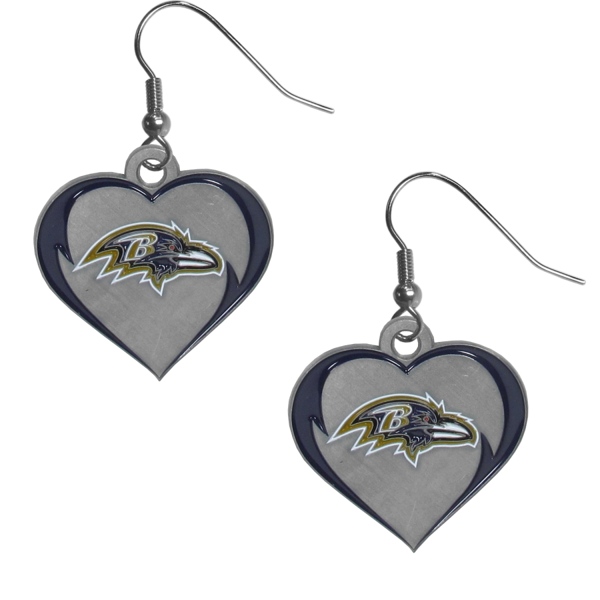 Siskiyou Sports  Baltimore Ravens Heart Dangle Earrings - One Size