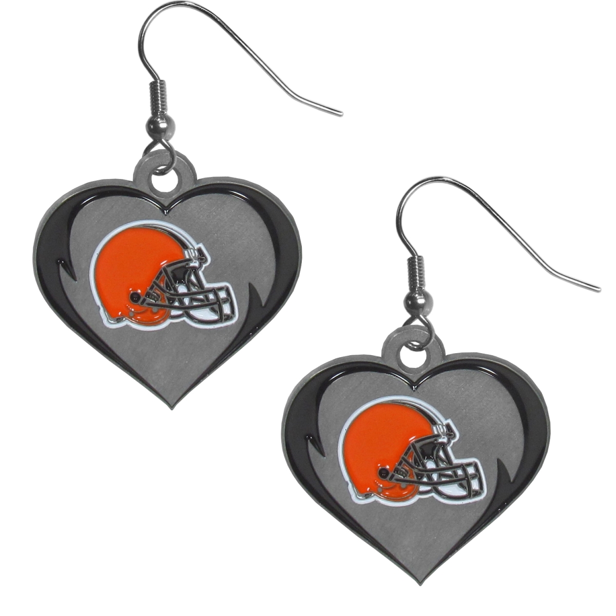 Cleveland Browns Heart Dangle Earrings - Team Colors - Hypoallergenic