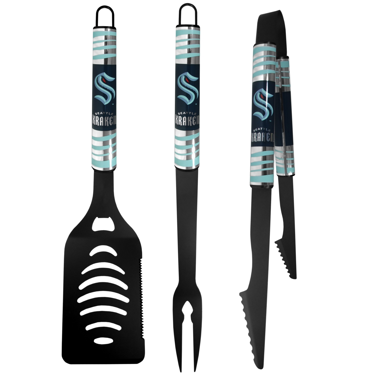 Picture of Siskiyou Sports H3BC170 NHL Seattle Kraken Tailgater BBQ Set&#44; Black - 3 Piece