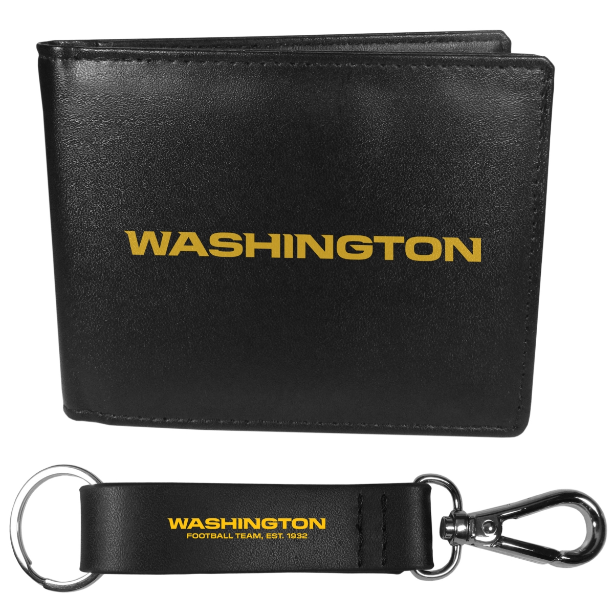 Siskiyou Sports FLBF135KCS Washington Commanders Leather Bi-Fold Wallet & Strap Key Chain - One Size