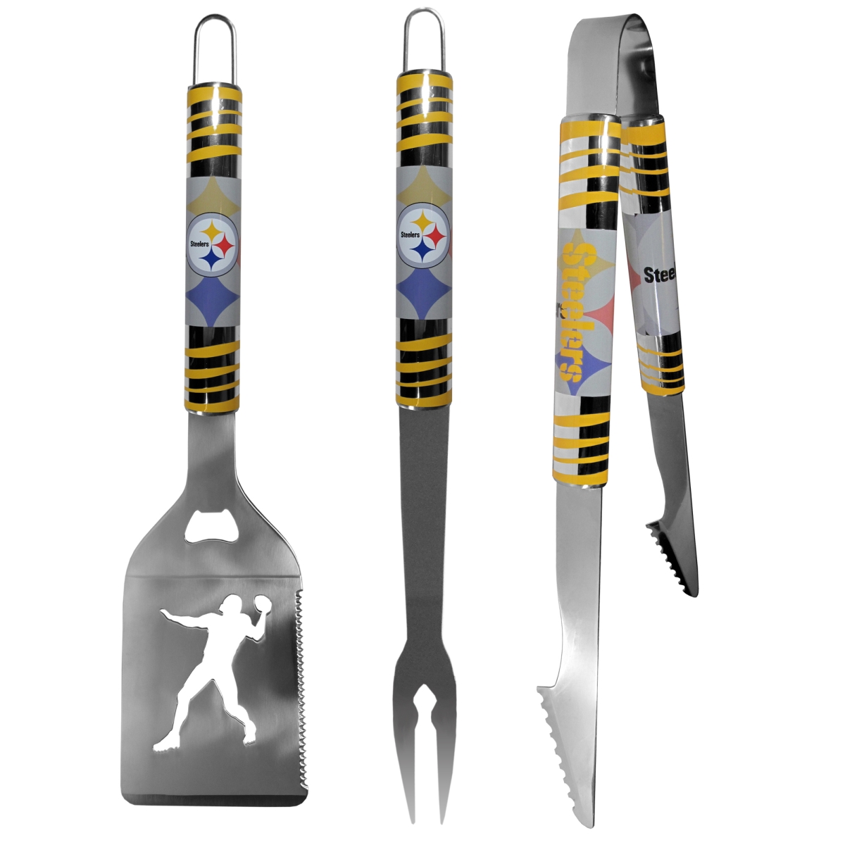 Siskiyou Sports F3QC160 NFL Pittsburgh Steelers Tailgater BBQ Tools - One Size - 3 Piece