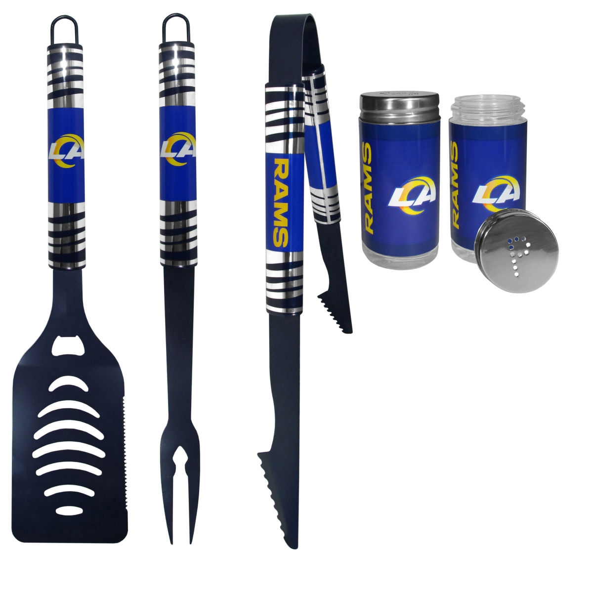 Siskiyou Sports F3CC130TSP NFL Los Angeles Rams Color BBQ Tools with Salt & Pepper Shakers - 3 Piece