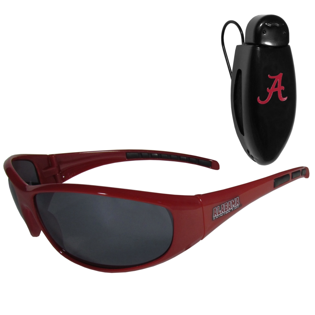Siskiyou Sports 2CSG13VC Alabama Crimson Tide Wrap Sunglass with Visor Clip