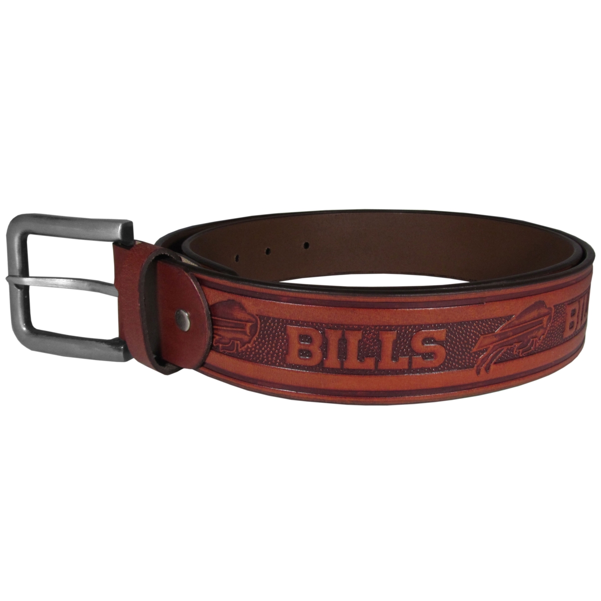 Siskiyou Sports FBLT015-M Unisex NFL Buffalo Bills Leather Embossed Belt - Size 44 - One Size